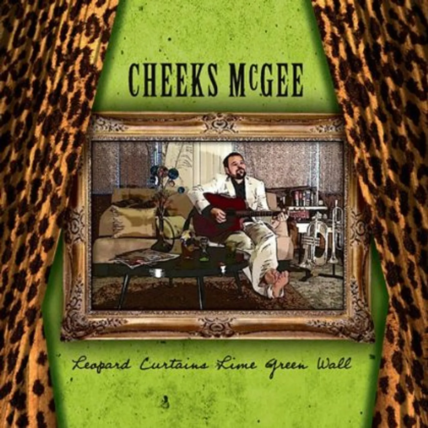 Cheeks McGee LEOPARD CURTAINS LIME GREEN WALL CD