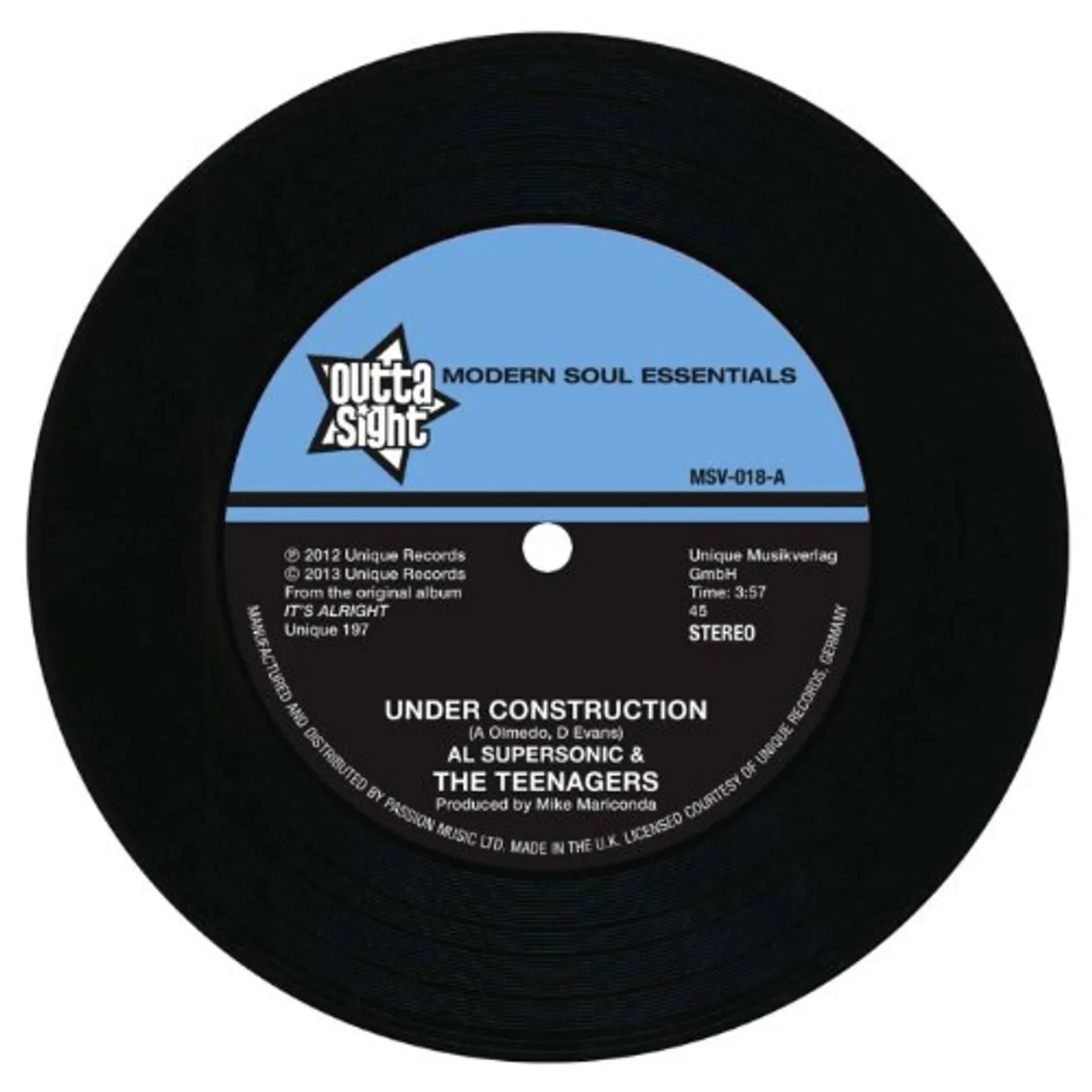 Al Supersonic & The Teenagers UNDER CONSTRUCTION/THE LOSER Vinyl Record
