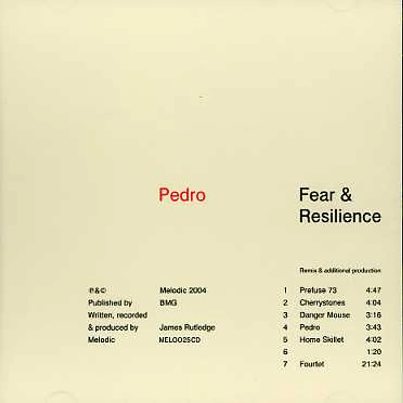 Pedro FEAR & RESILIENCE CD