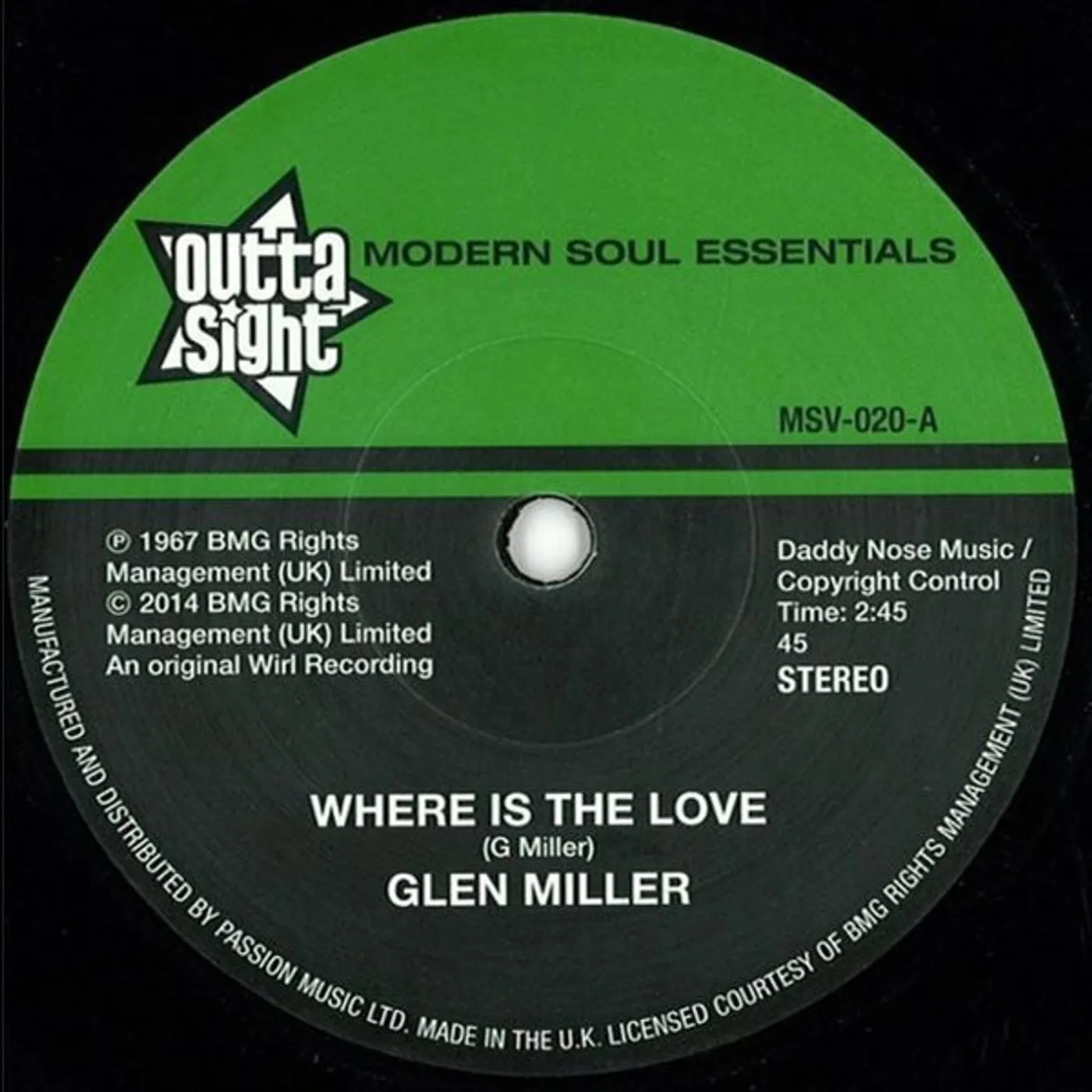 Glen Miller WHERE IS THE LOVE/FUNKY BROADWAY Vinyl Record