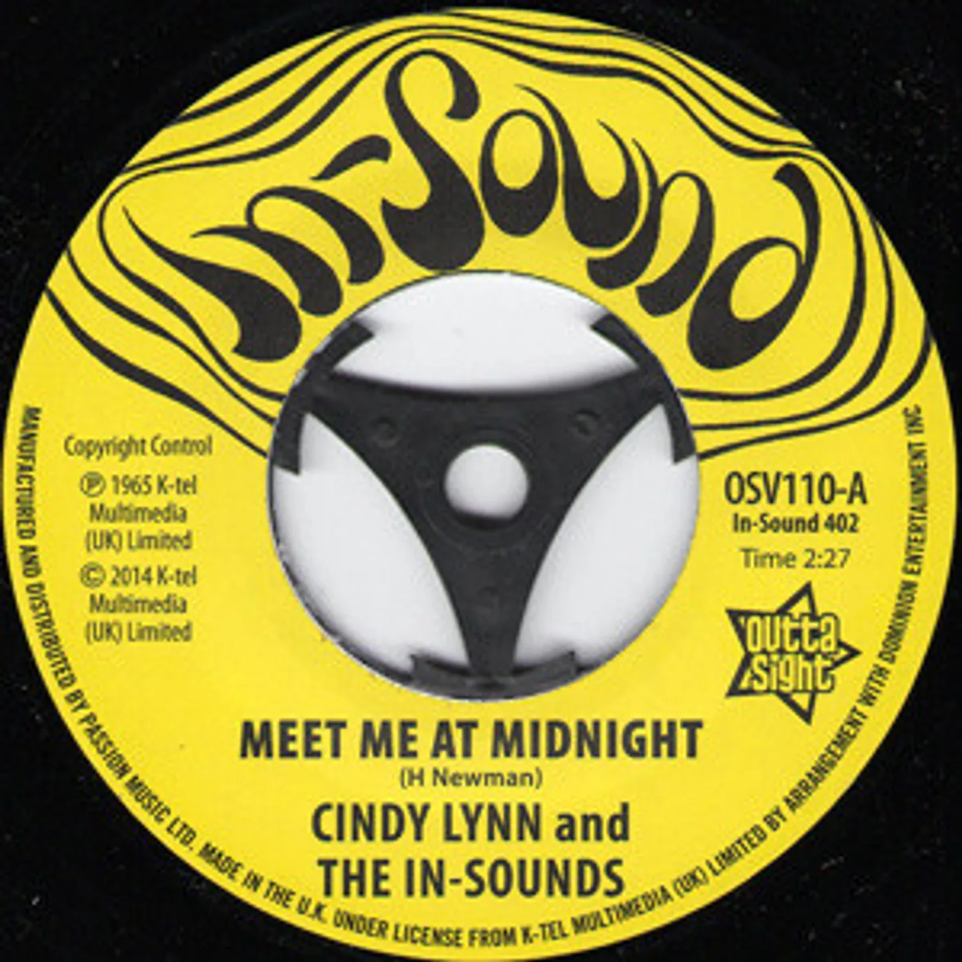 Cindy Lynn & The In-Sounds/Bonnie & Clyde MEET ME AT MIDNIGHT/I GET A FEELING Vinyl Record