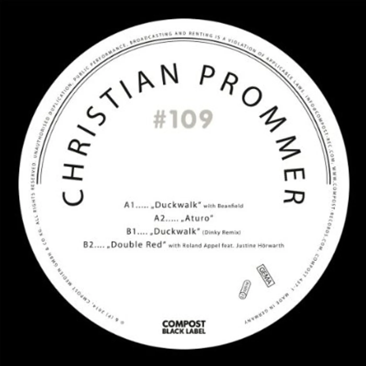 Christian Prommer COMPOST BLACK LABEL 109 Vinyl Record