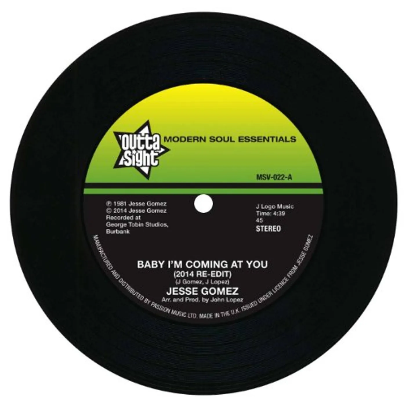 Jesse Gomez BABY I'M COMING AT YOU/IN THE CITY Vinyl Record