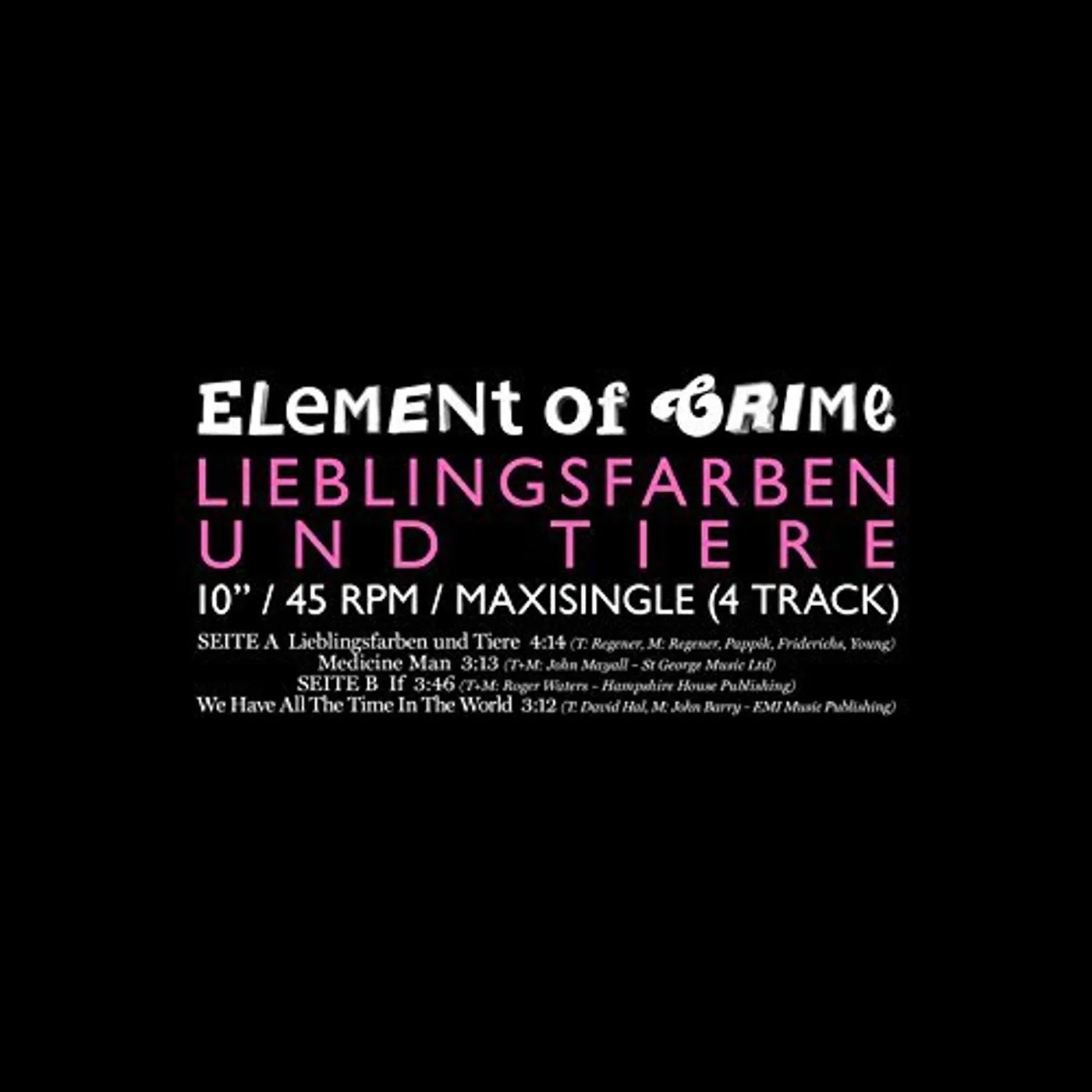 Element Of Crime LIEBLINGSFARBEN & TIER Vinyl Record
