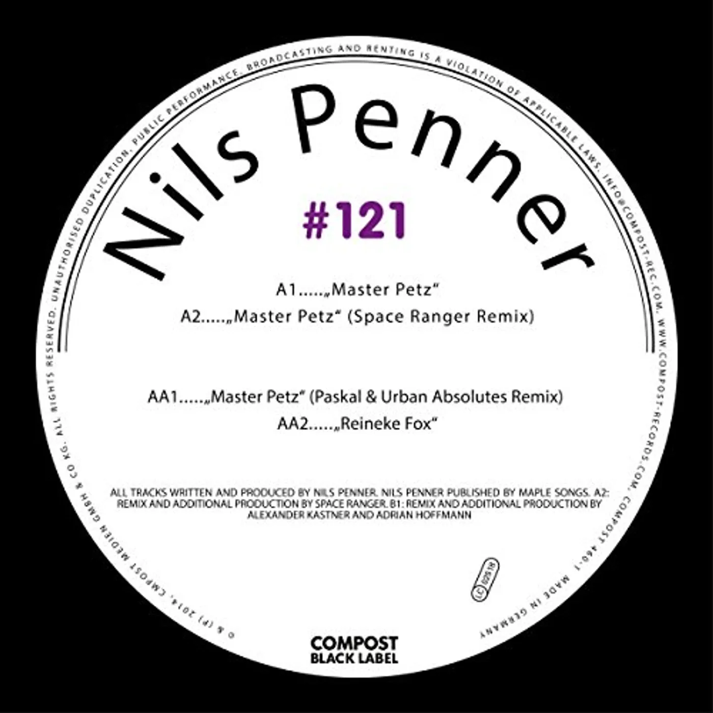 Nils Penner COMPOST BLACK LABEL 121 Vinyl Record