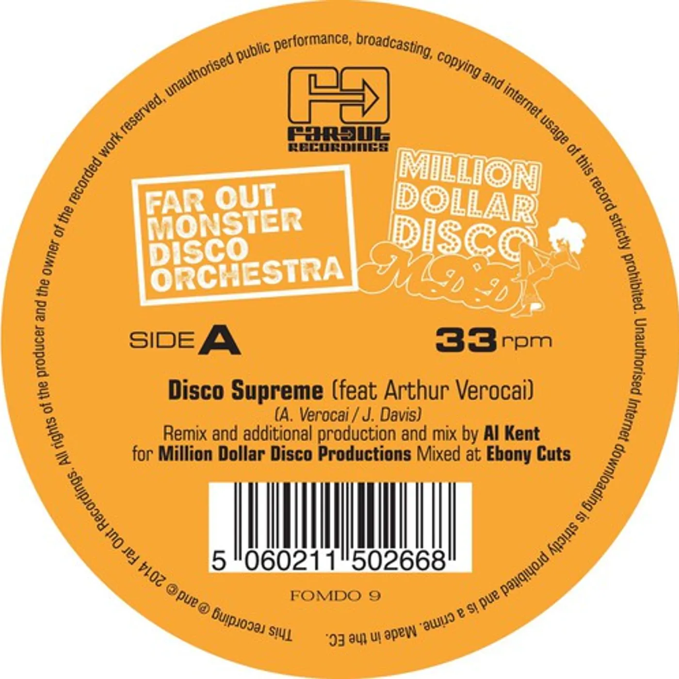 The Far Out Monster Disco Orchestra DISCO SUPREME (AL KENT EDIT) Vinyl Record