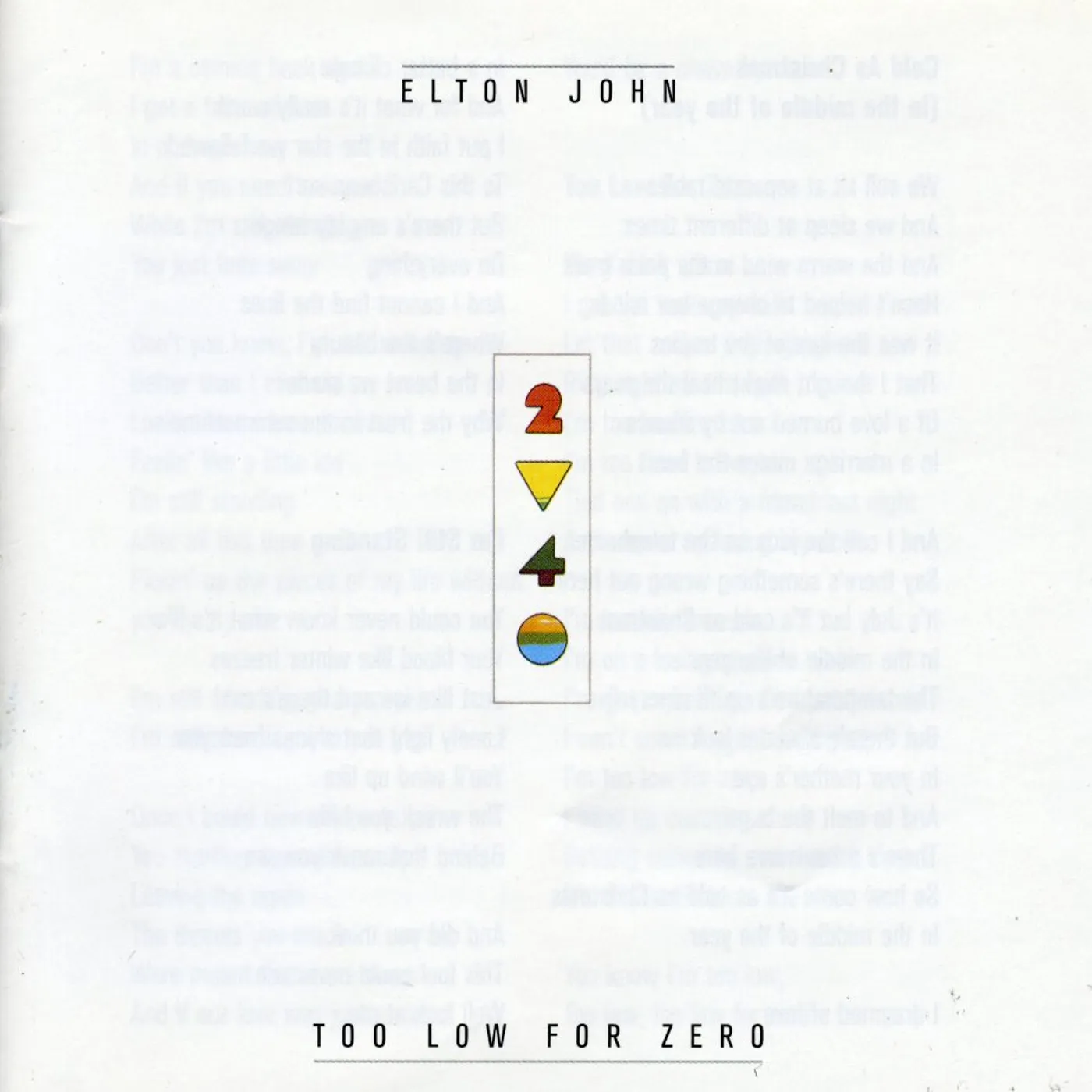 Elton John TOO LOW FOR ZERO CD