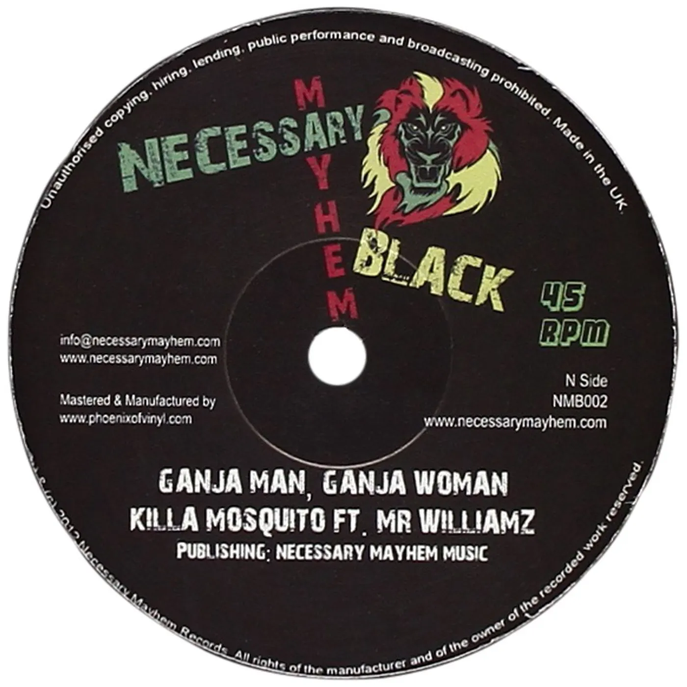 KILLA MOSQUITO / MR WILLIAMZ GANJA MAN GANJA WOMAN Vinyl Record
