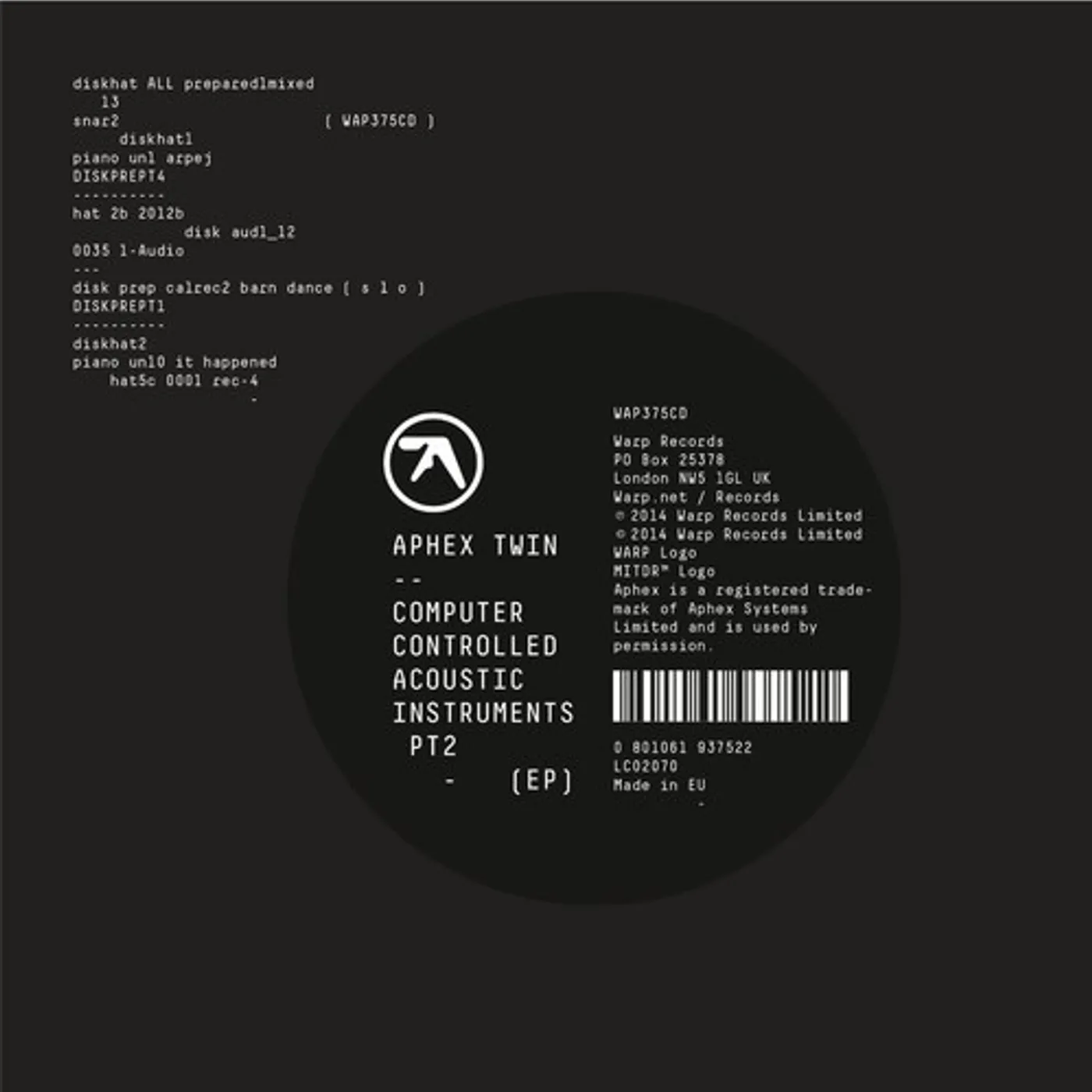 Aphex Twin COMPUTER CONTROLLED ACOUSTIC INSTRUMENTS PT 2 CD