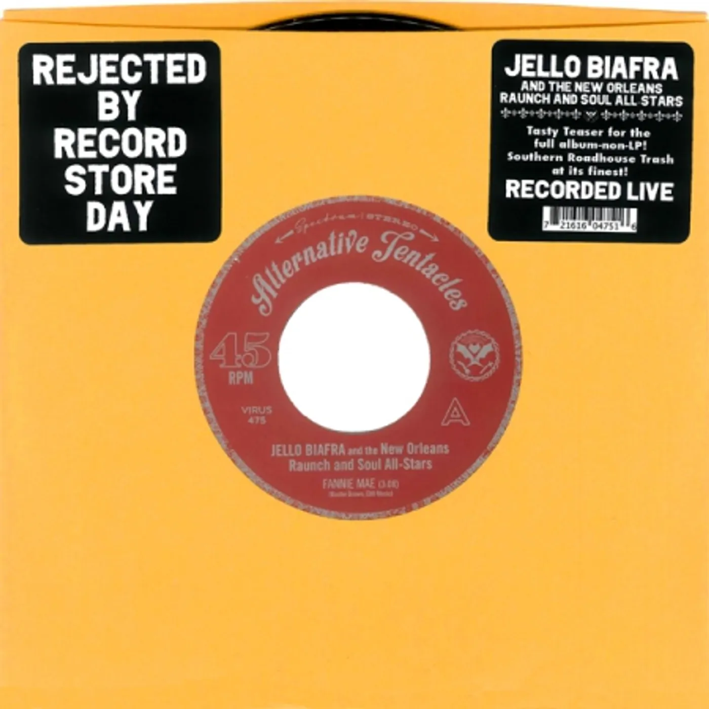 Jello Biafra / New Orleans Raunch / Soul All-Stars FANNIE MAE / JUST A LITTLE BIT Vinyl Record