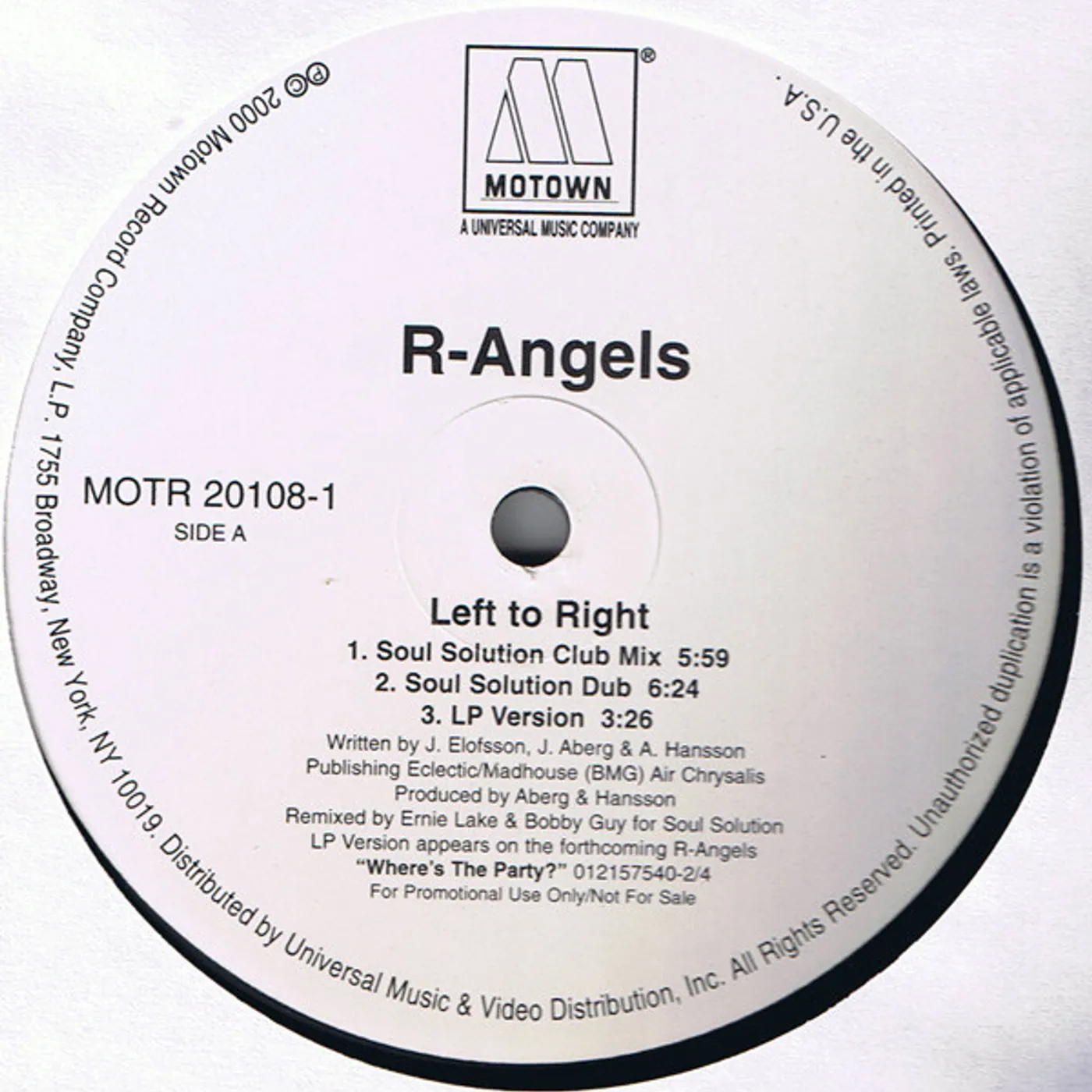 R Angels Left To Right Vinyl Record