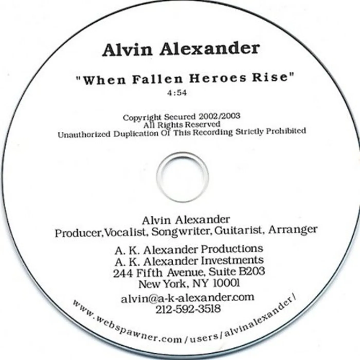 Alvin Alexander WHEN FALLEN HEROES RISE (THE REMIX) CD
