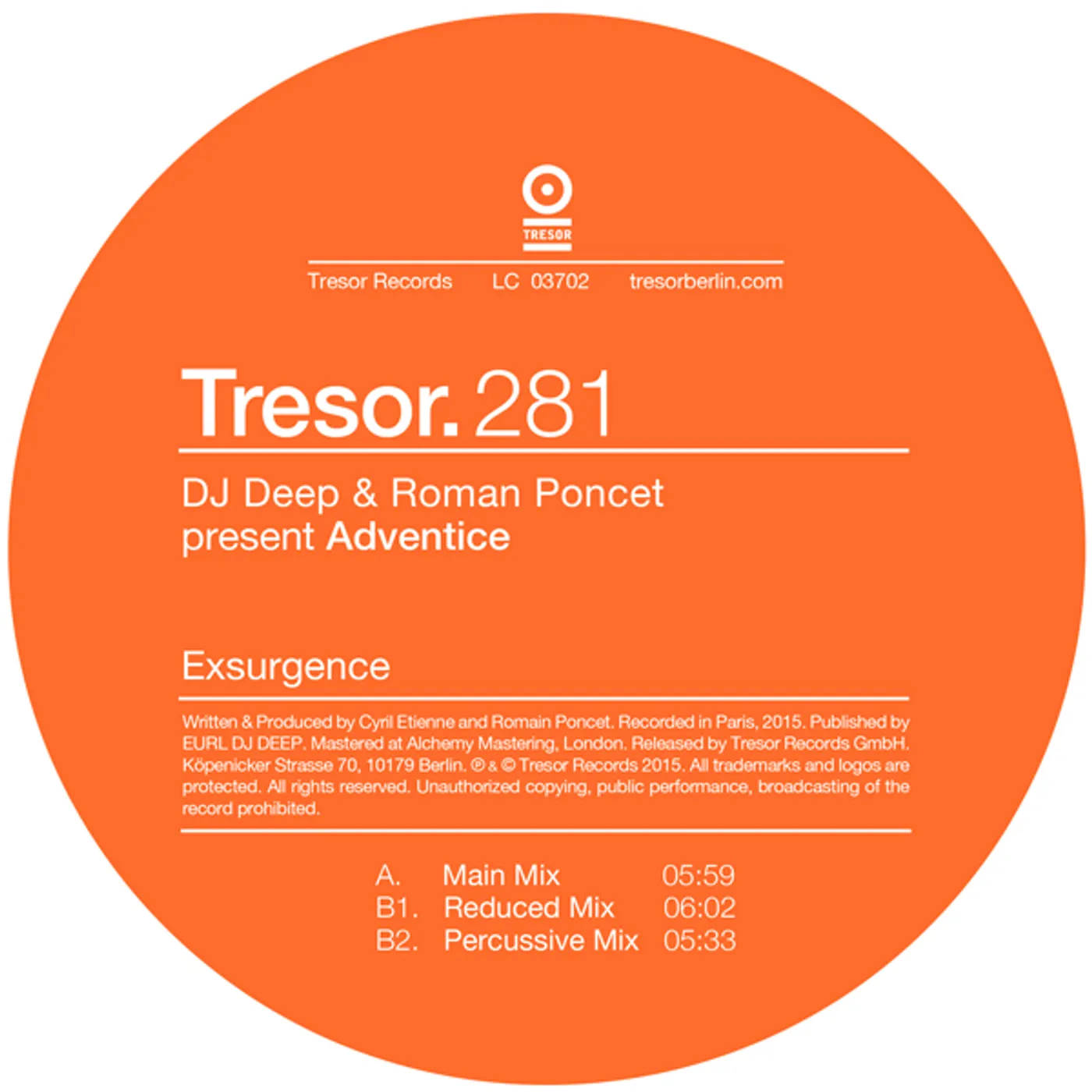 DJ DEEP & ROMAN PONCENT PRESENT ADVENTICE EXSURGENCE Vinyl Record
