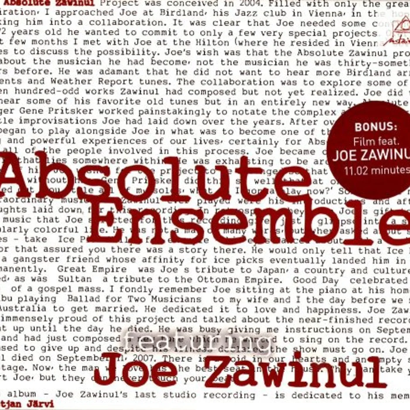 Joe Zawinul ABSOLUTE ENSEMBLE CD - UK Release
