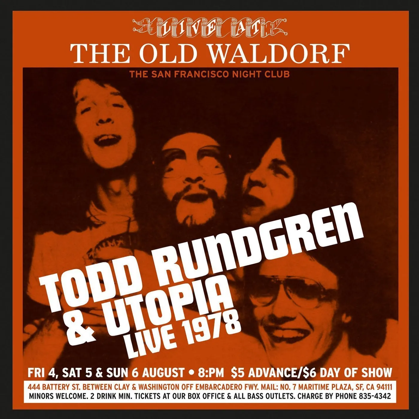 Todd Rundgren & Utopia LIVE AT THE OLD WALDORF - SAN FRANCISCO AUG 1978 CD
