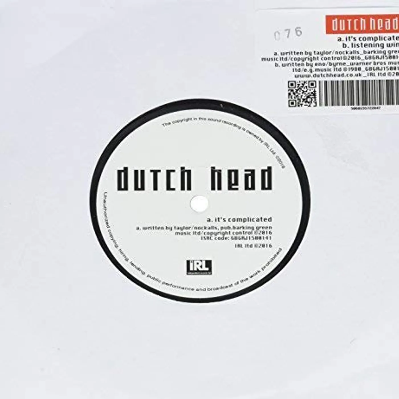 Dutch Head IT'S COMPLICATED Vinyl Record