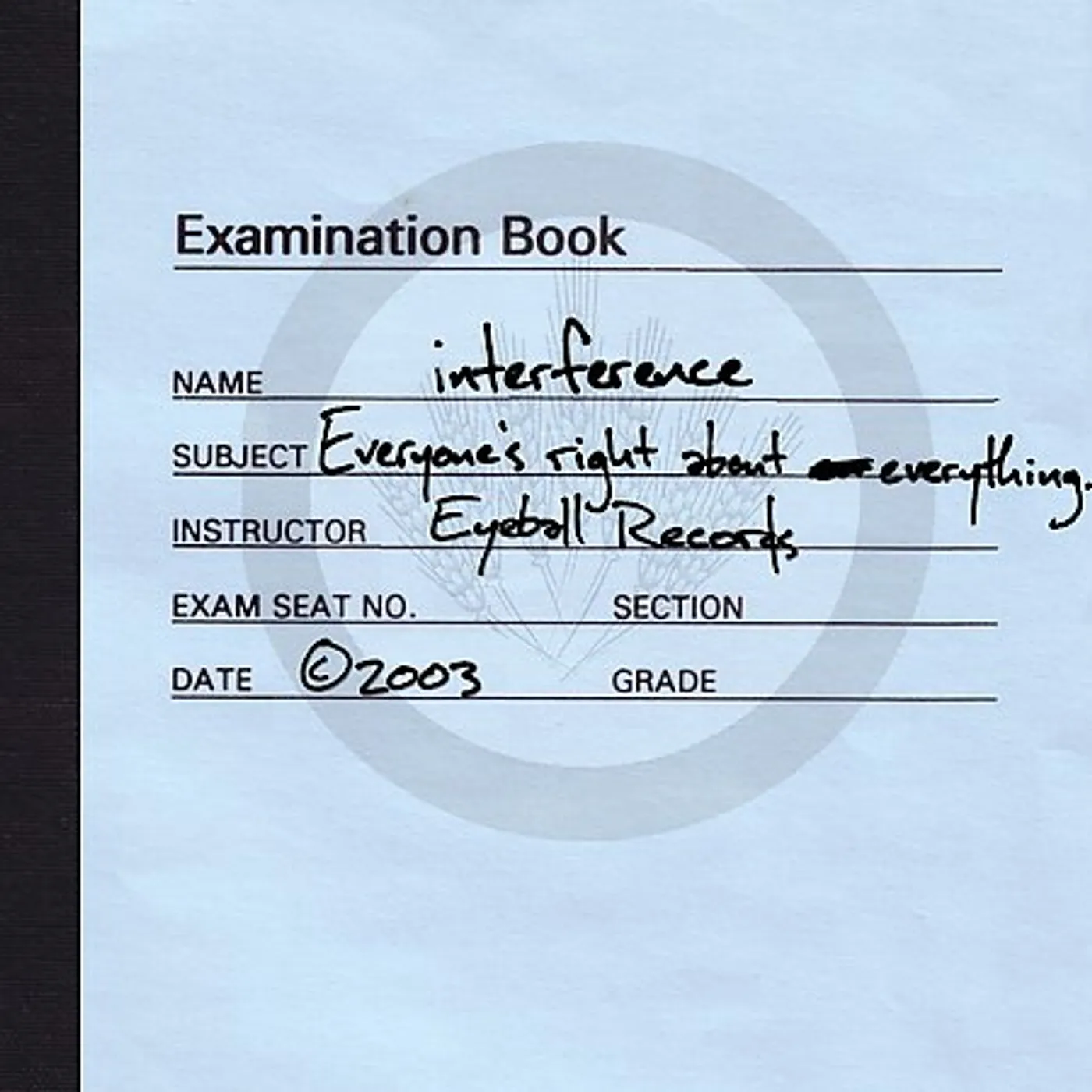 Interference EVERYONES RIGHT ABOUT EVERYTHING CD