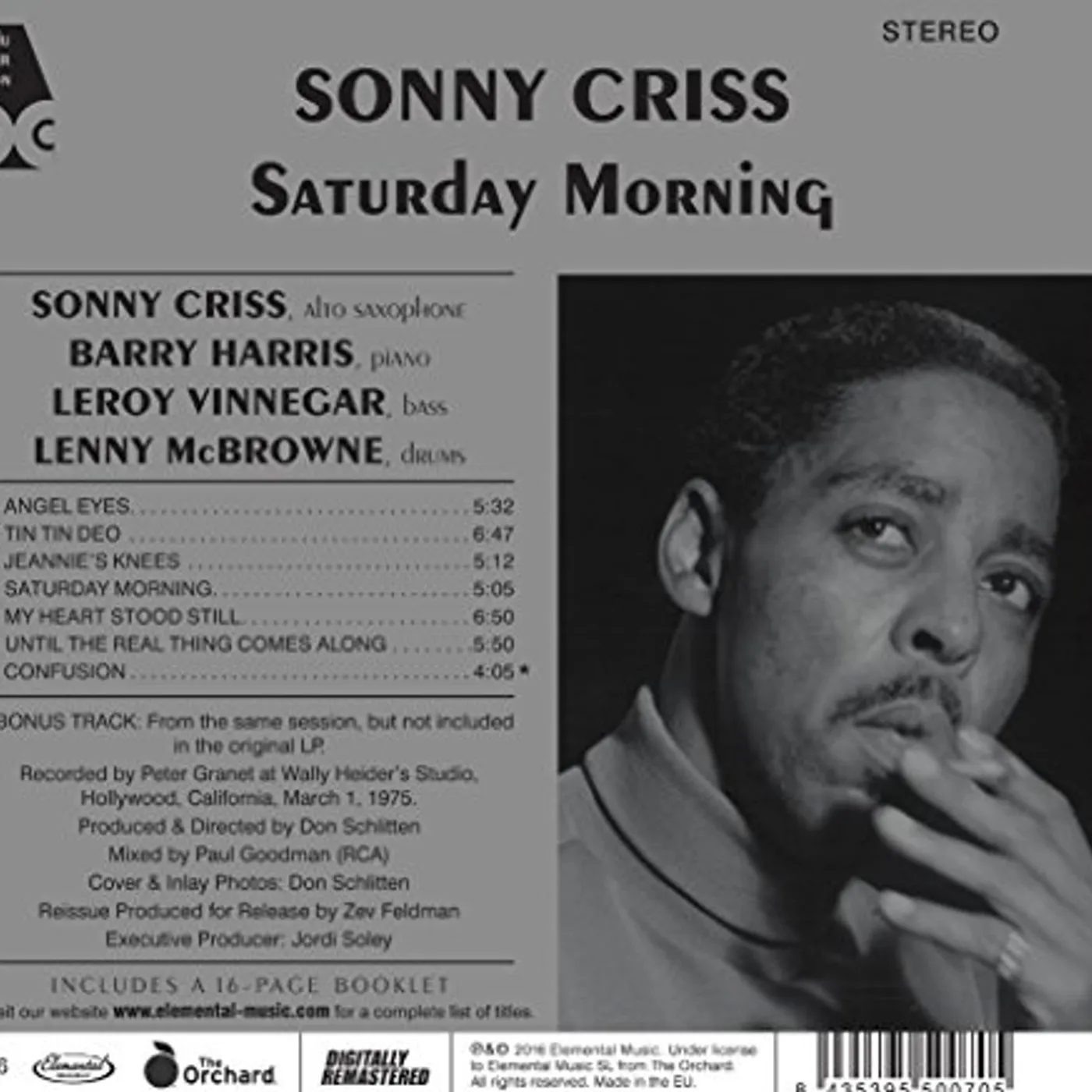 Sonny Criss SATURDAY MORNING CD