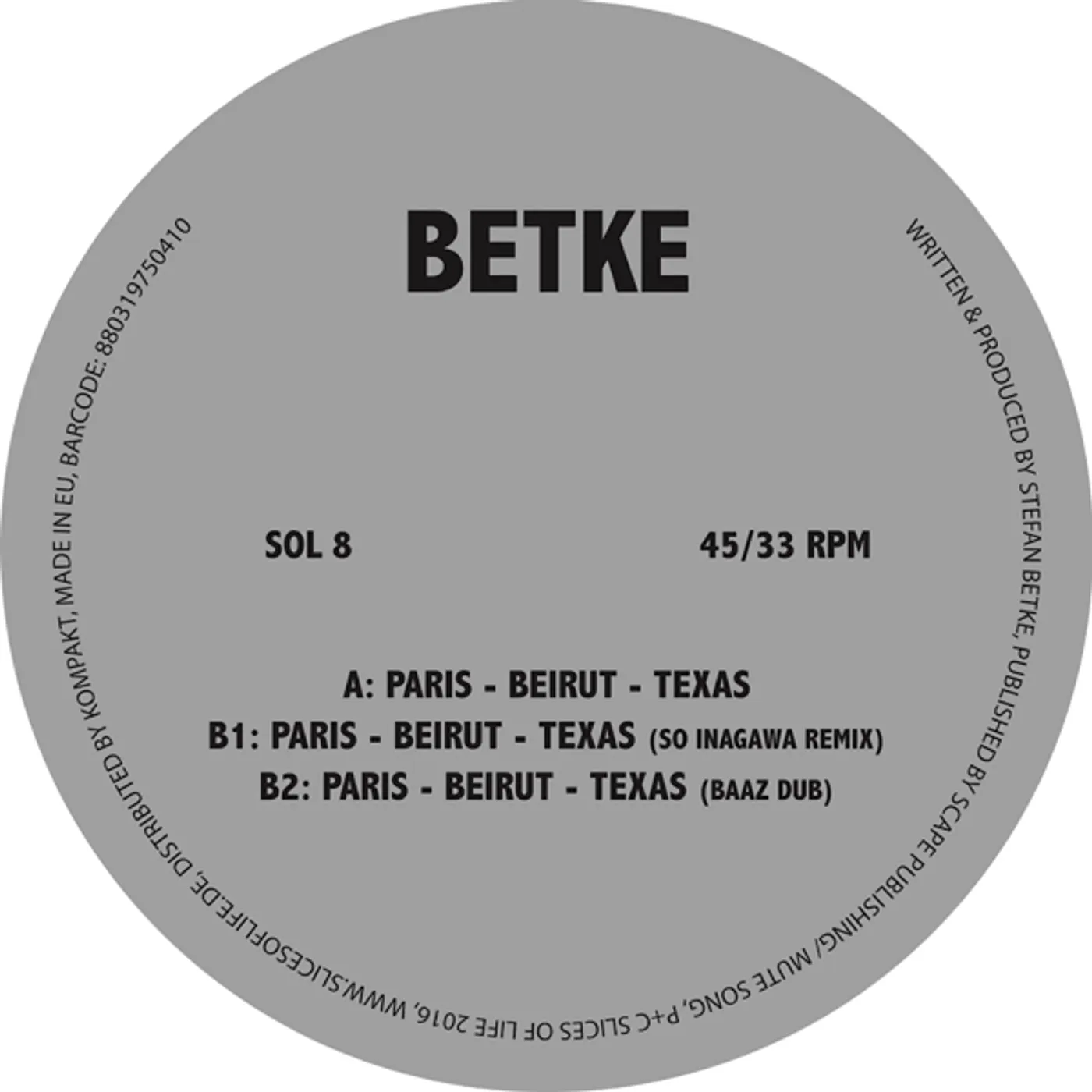 Betke PARIS-BEIRUT-TEXAS Vinyl Record