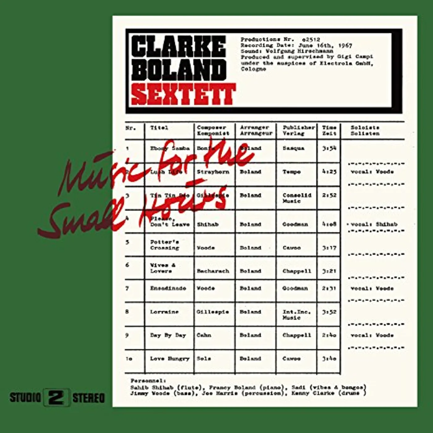 Clarke Boland Sextett MUSIC FOR THE SMALL HOURS CD