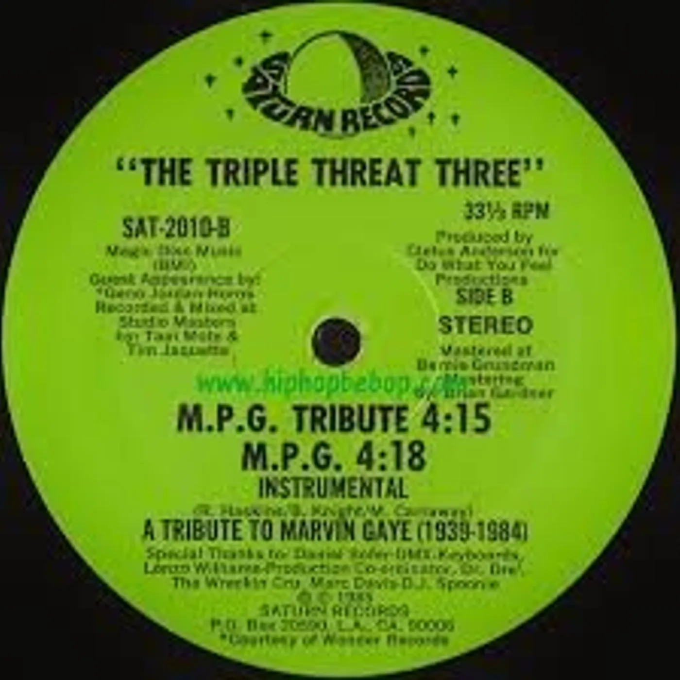 Triple Threat Three M.P.G. RAP (MARVIN GAYE TRIBUTE) Vinyl Record