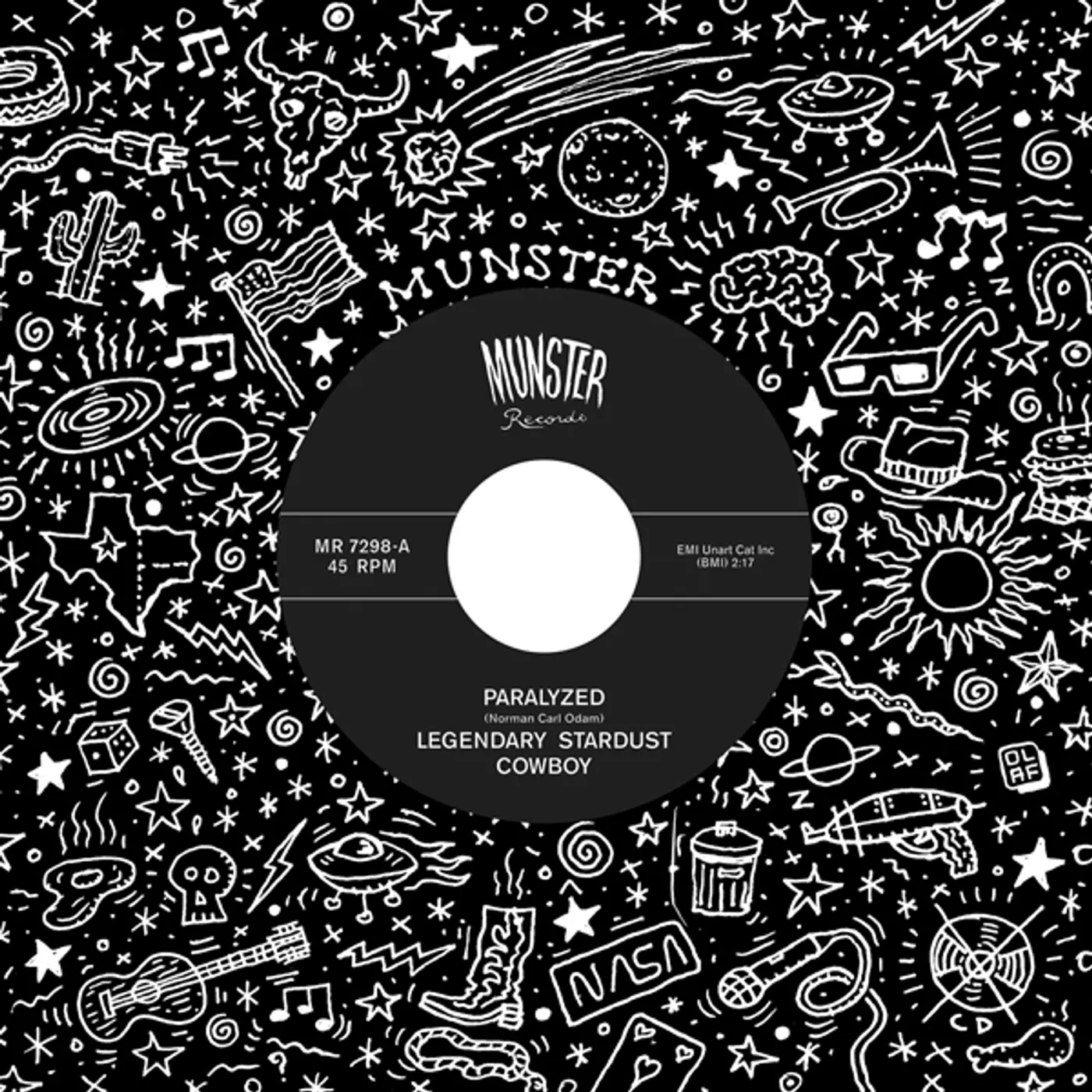 The Legendary Stardust Cowboy PARALYZED / DOWN IN THE WRECKING YARD Vinyl Record