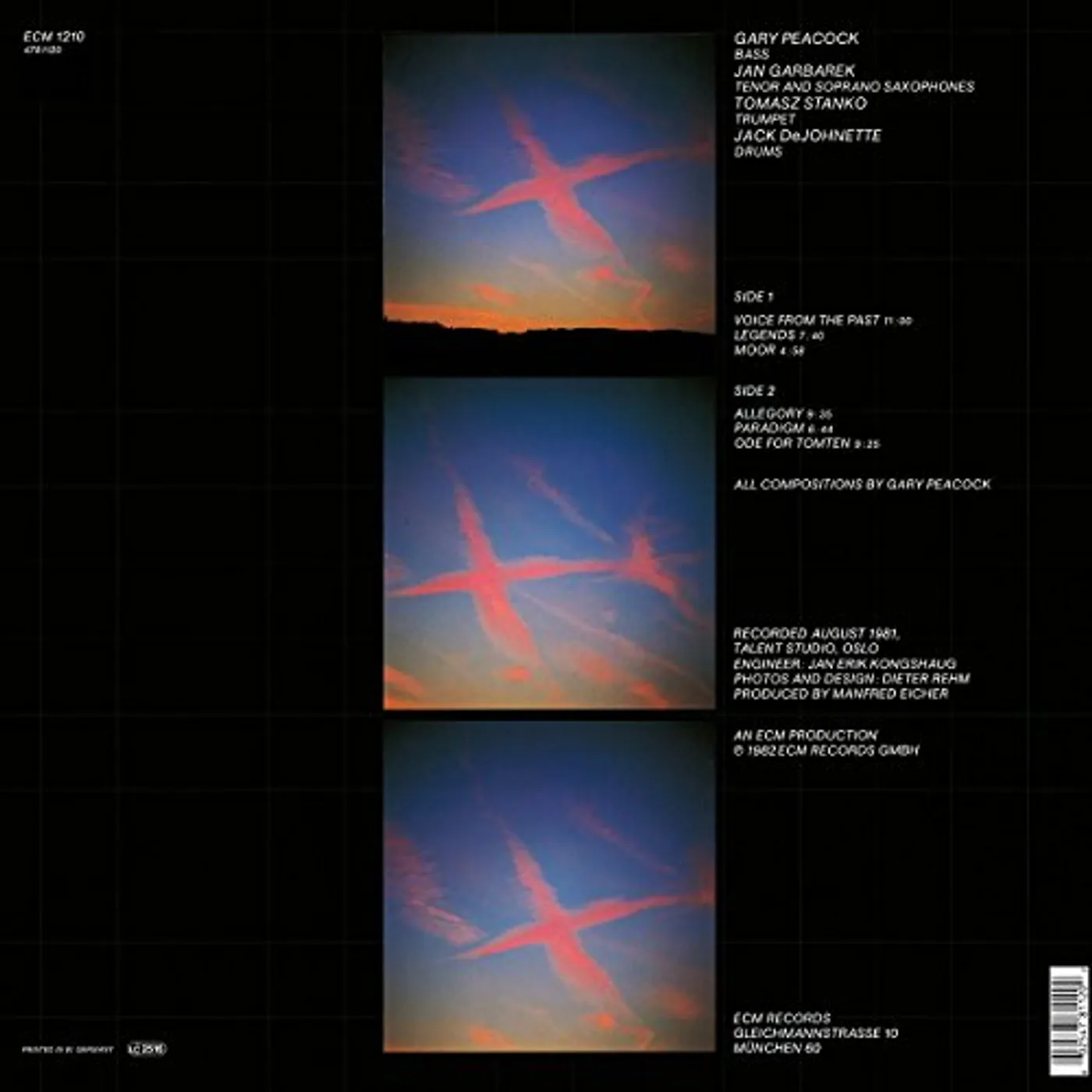 PEACOCK / GARBAREK / STANKO / DEJOHNETTE Voice From The Past - PARADIGM Vinyl Record