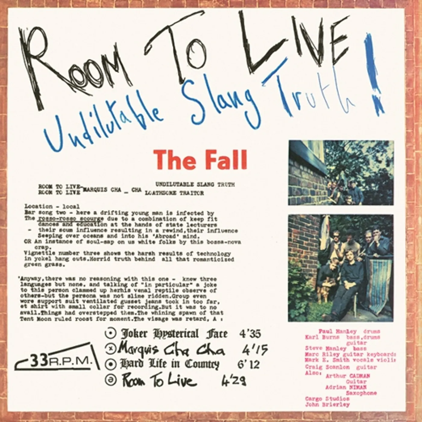 The Fall Room to Live Vinyl Record