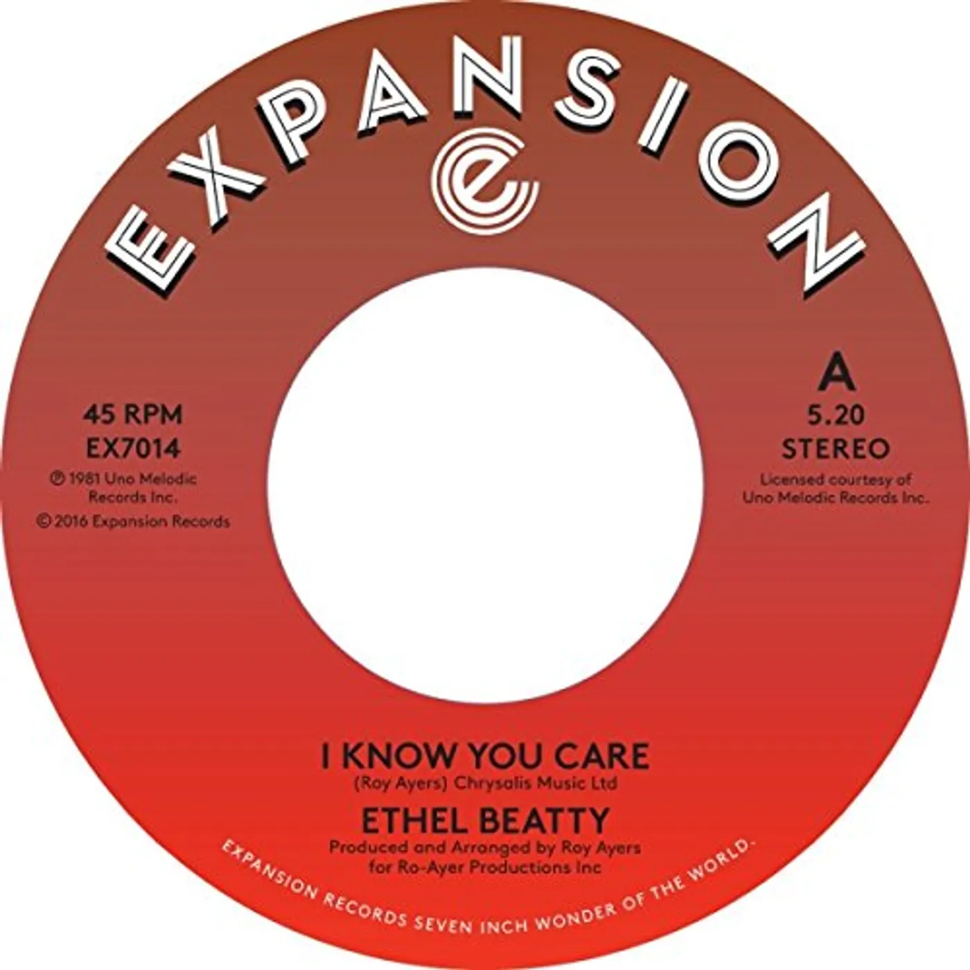 Ethel Beatty I KNOW YOU DON'T CARE / IT'S YOUR LOVE Vinyl Record