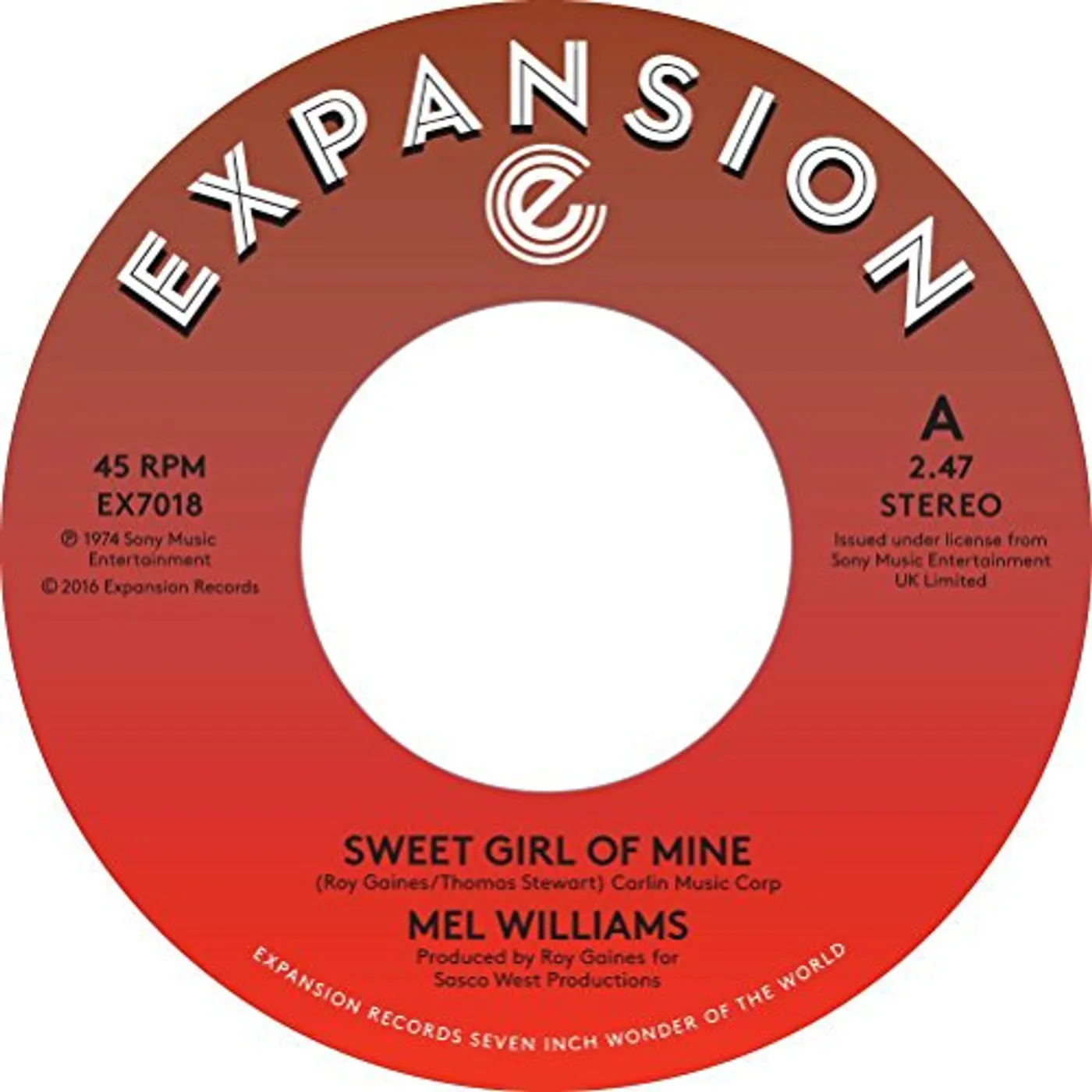Mel Williams Sweet Girl Of Mine / Turn Me On Vinyl Record
