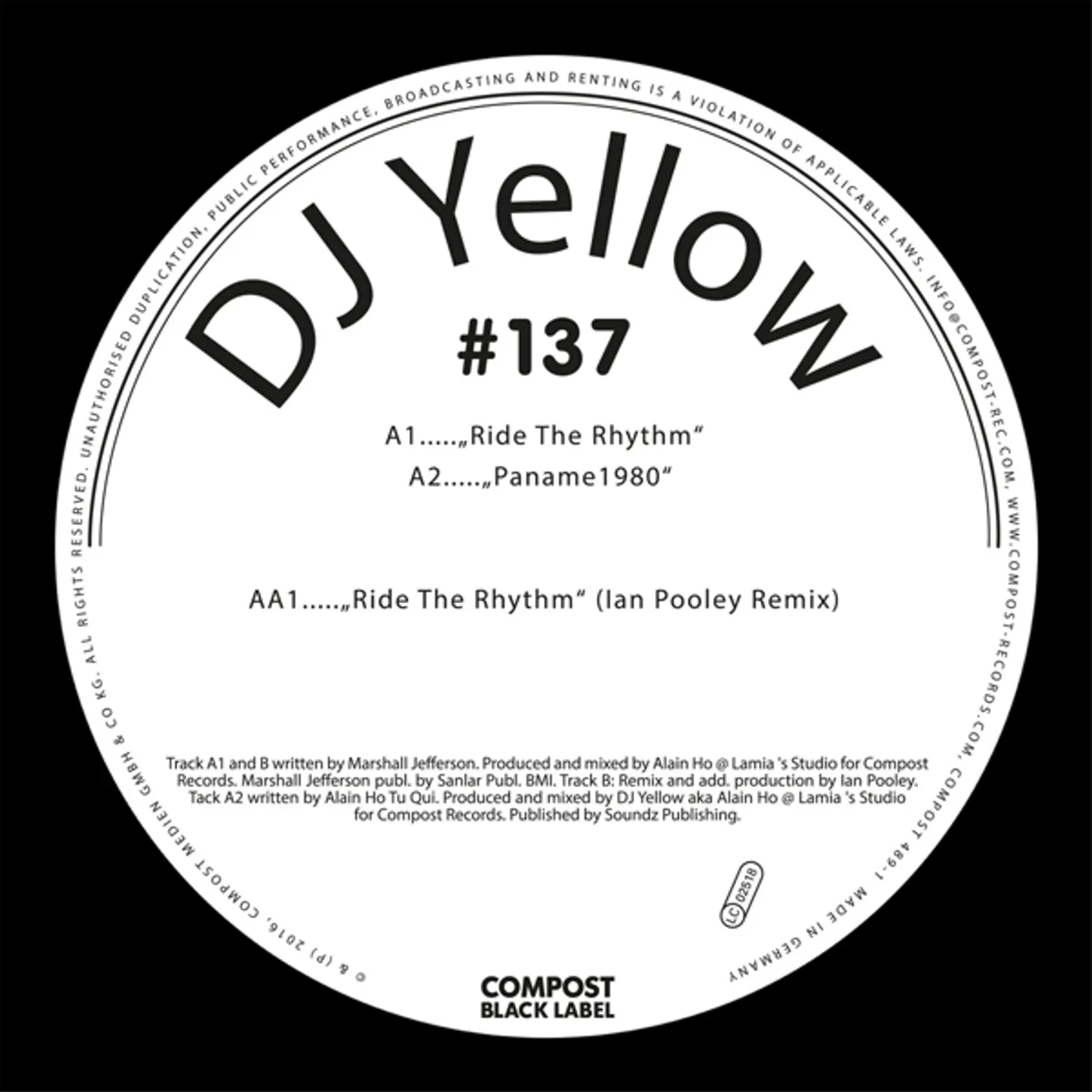 DJ Yellow COMPOST BLACK LABEL 137 Vinyl Record