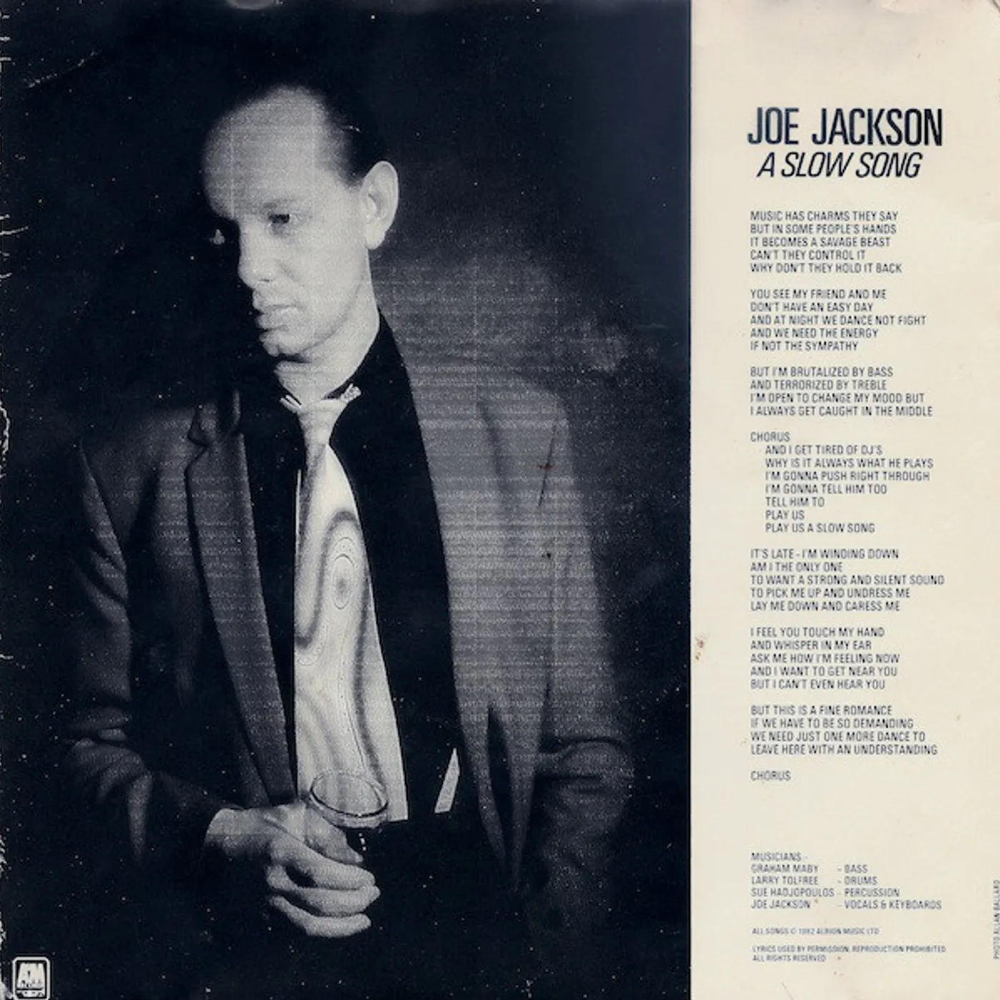 Joe Jackson SLOW SONG Vinyl Record