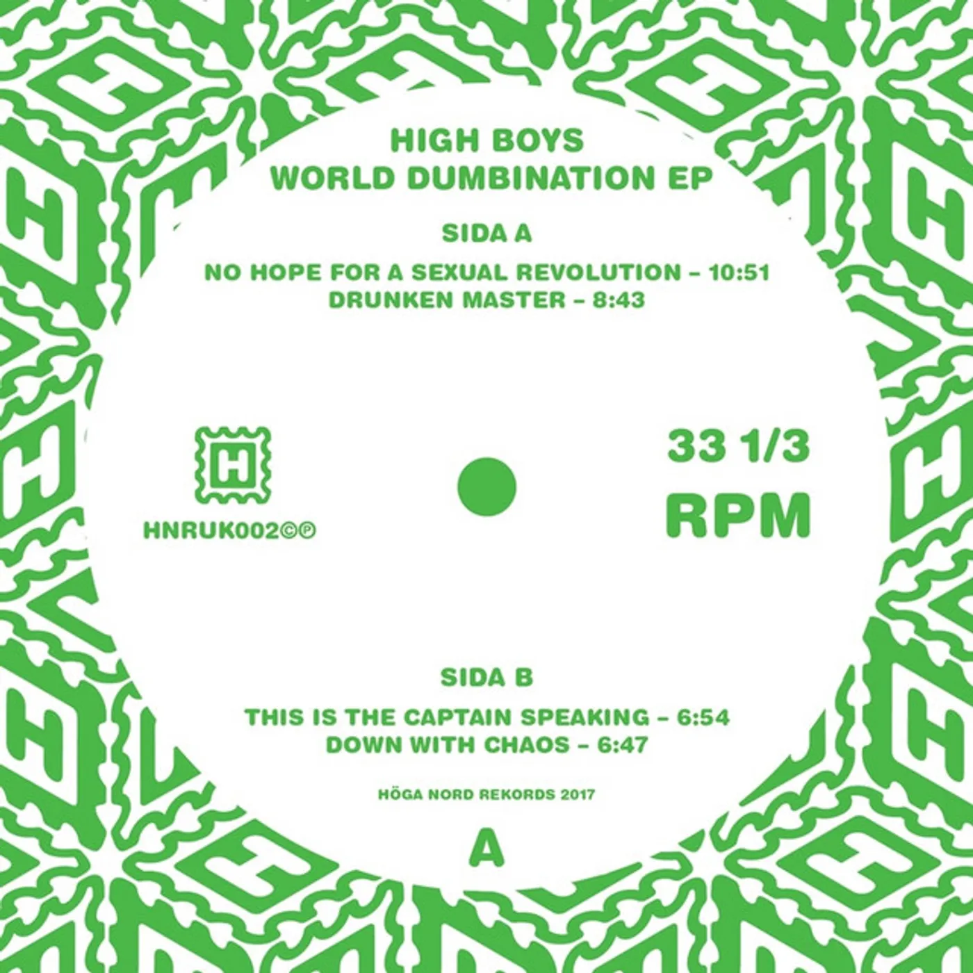High Boys WORLD NUMBINATION Vinyl Record