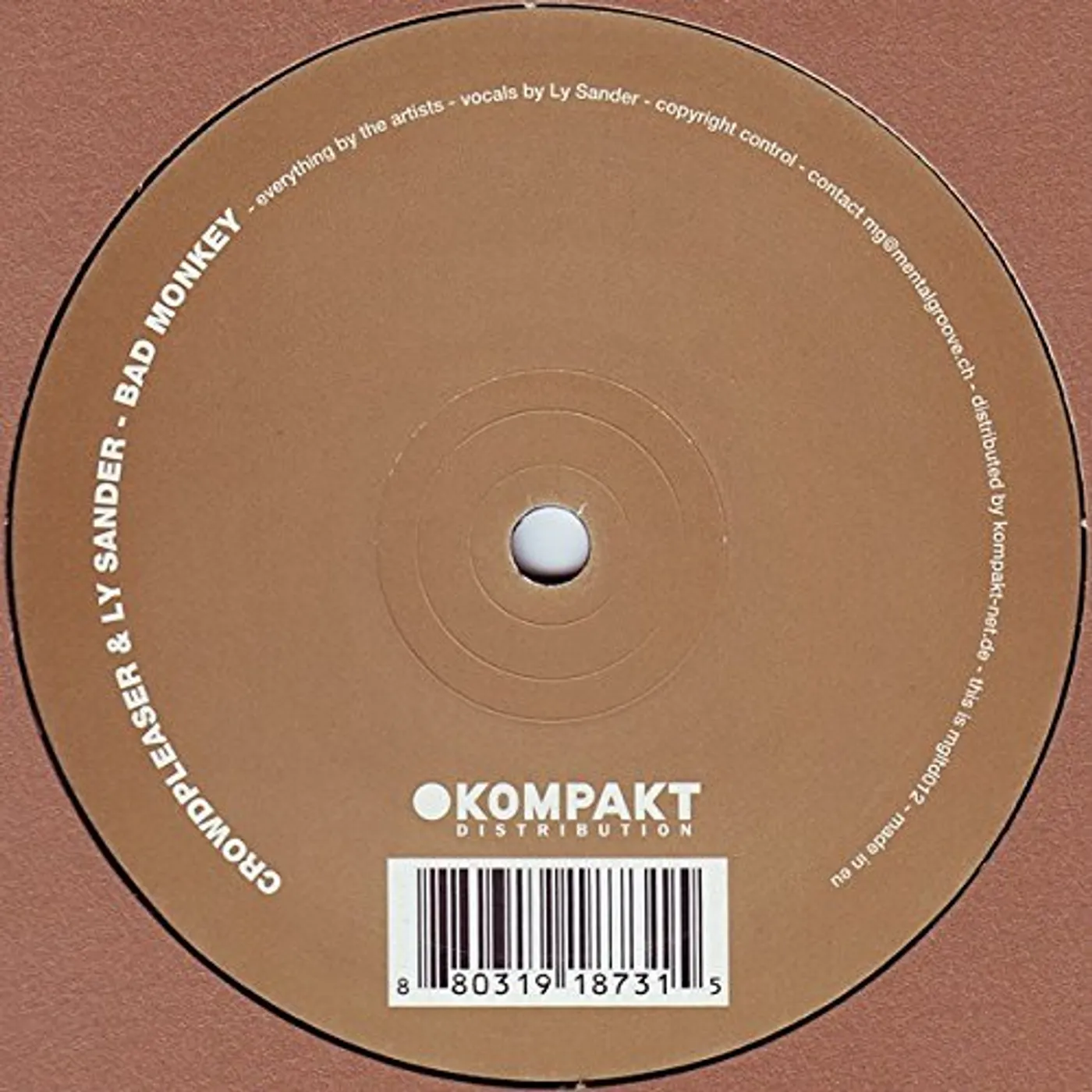 Crowdpleaser & Ly Sander BAD MONKEYS / NO SAND Vinyl Record