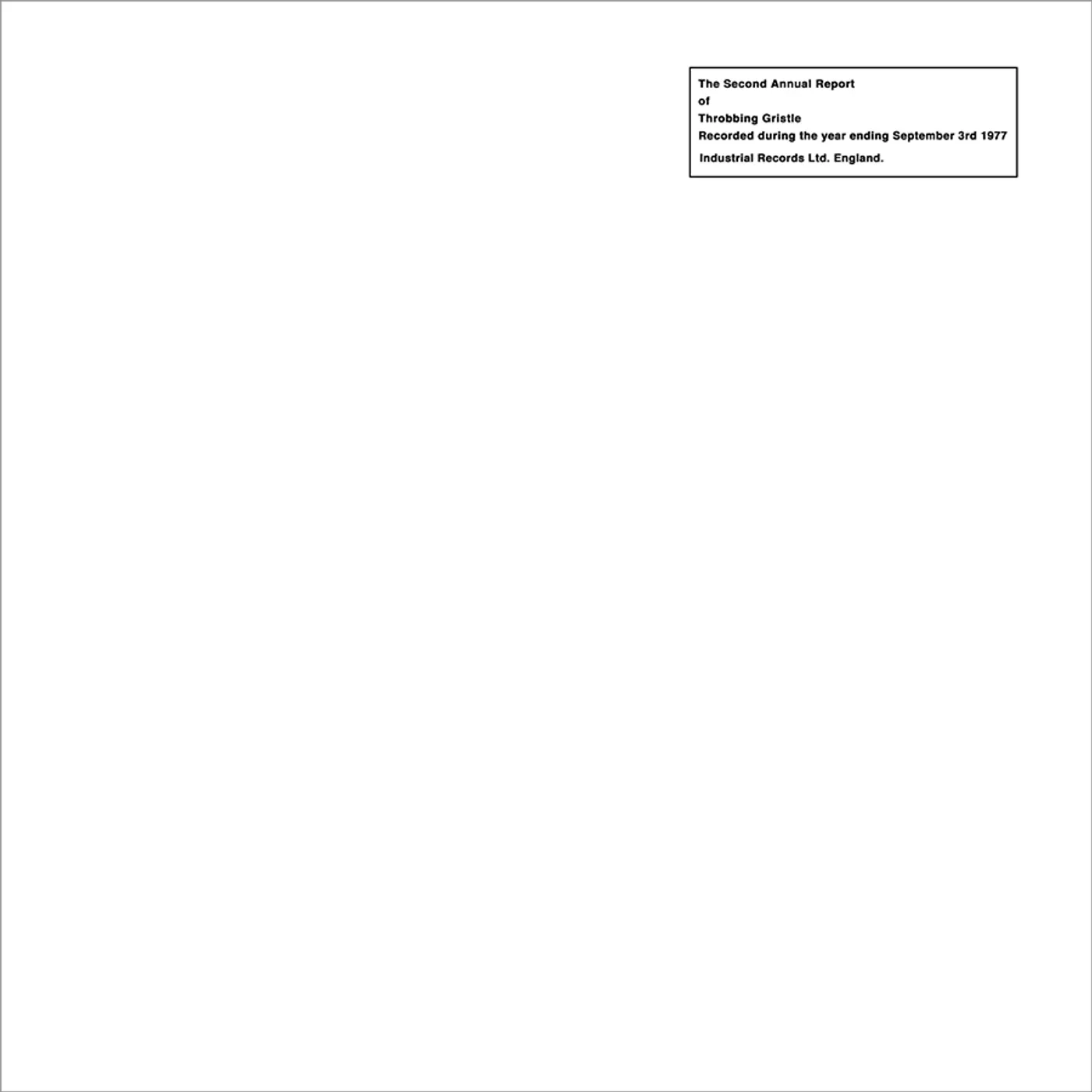 Throbbing Gristle SECOND ANNUAL REPORT Vinyl Record