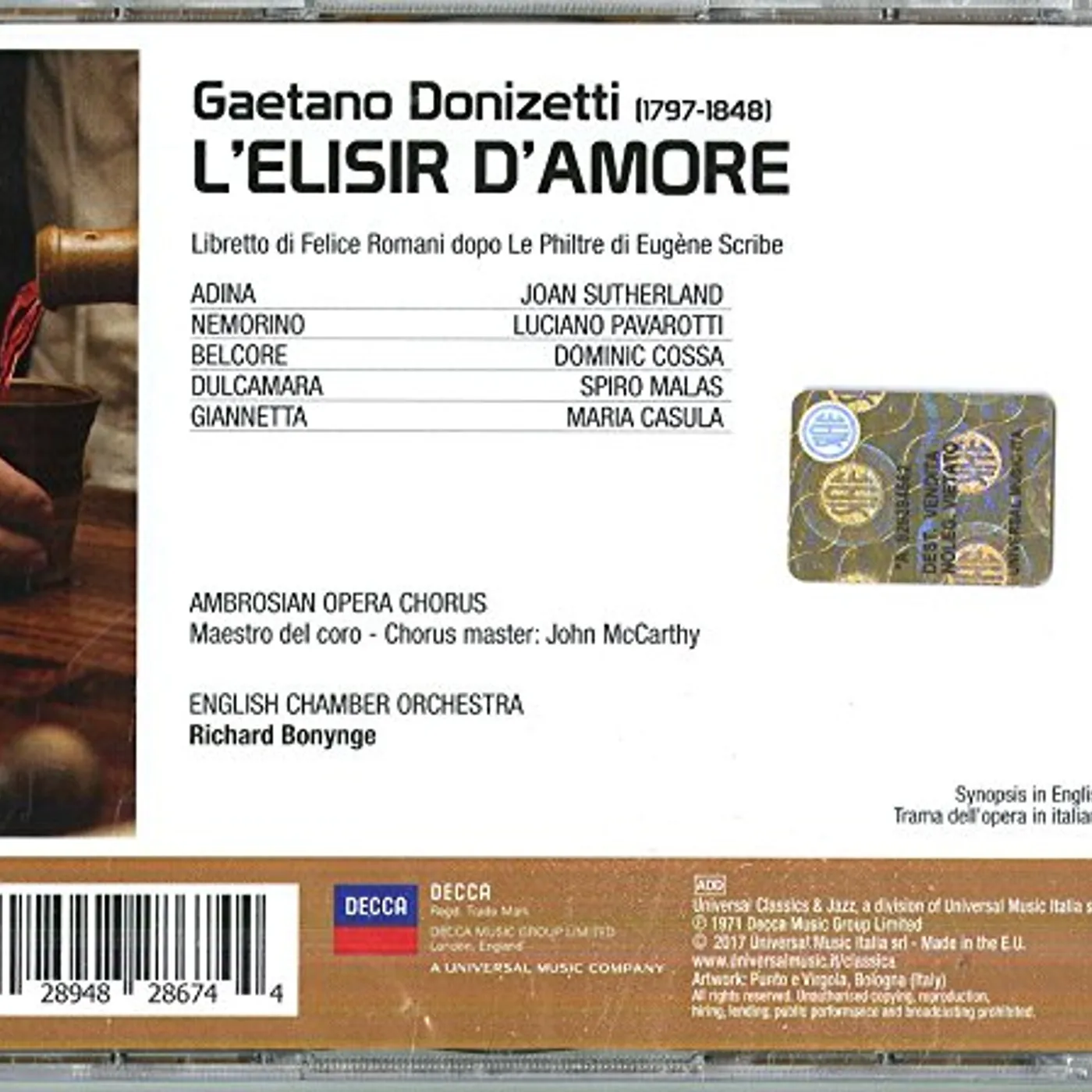 Luciano Pavarotti L'ELISIR D'AMORE CD