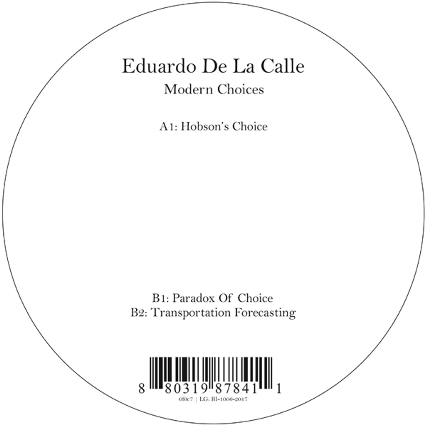 Eduardo De la Calle Modern Choices Vinyl Record