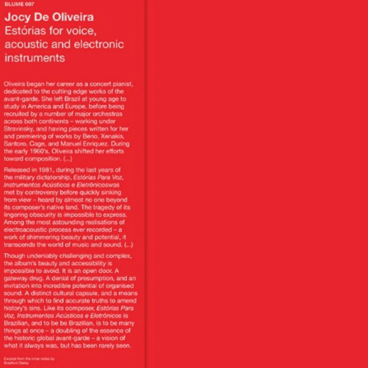 Jocy de Oliveira ESTORIAS PARA VOZ INSTRUMENTOS ACUSTICOS E Vinyl Record