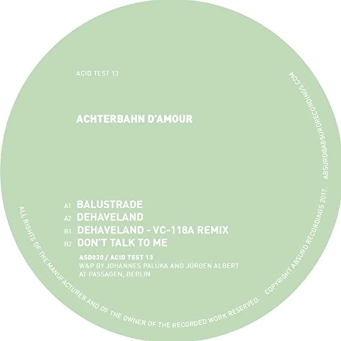 Achterbahn D'Amour Acid Test 13 Vinyl Record