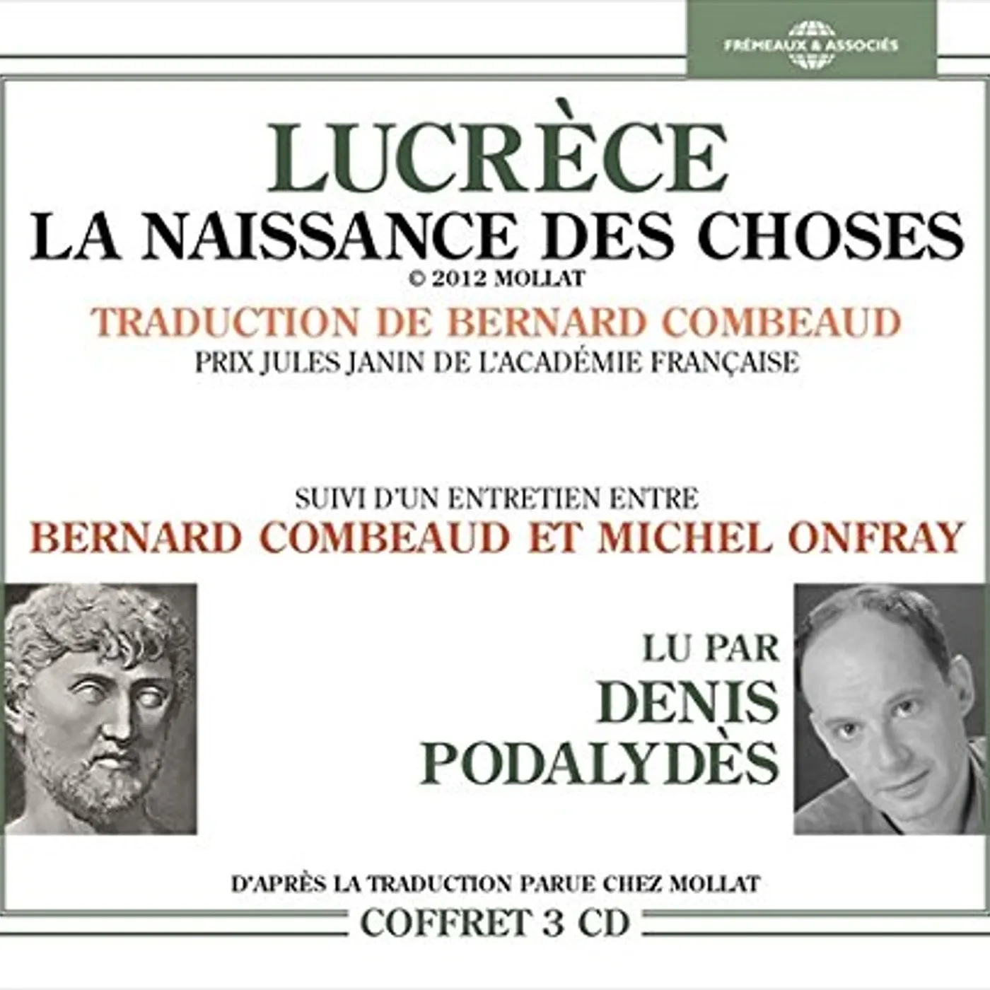 Michel Onfray LUCRECE LA NAISSANCE DES CHOSES SUIVI D'UN CD