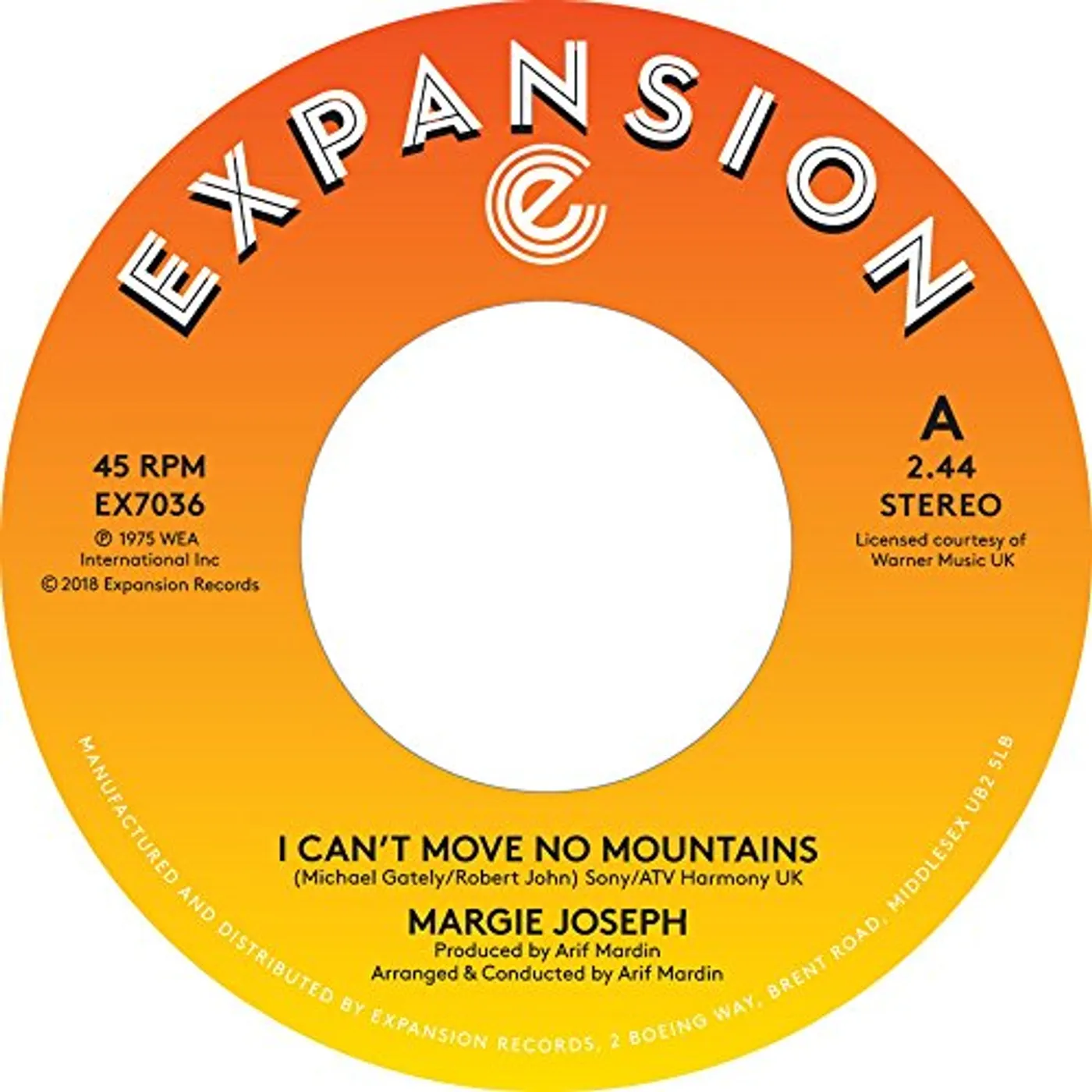Margie Joseph I CAN'T MOVE NO MOUNTAINS / COME ON BACK TO ME Vinyl Record