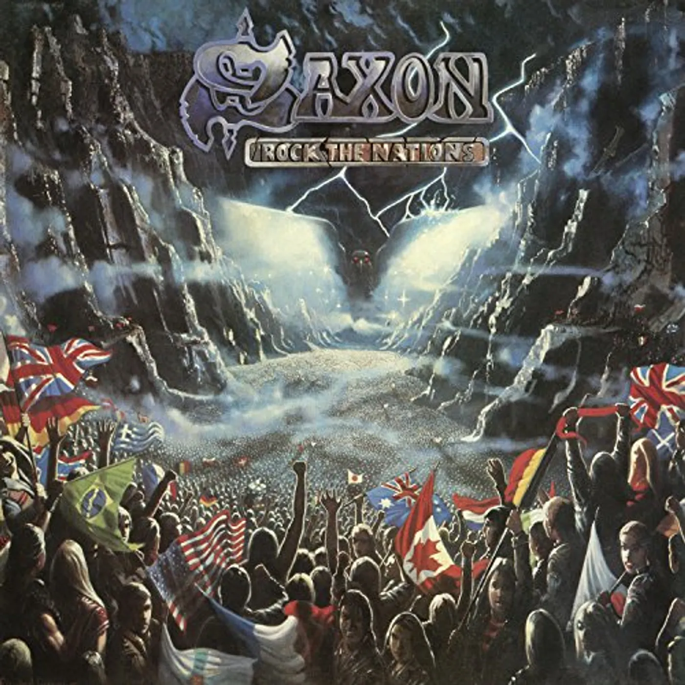 Saxon ROCK THE NATIONS - Limited Edition Red, White & Blue Tri-Colored Vinyl Record