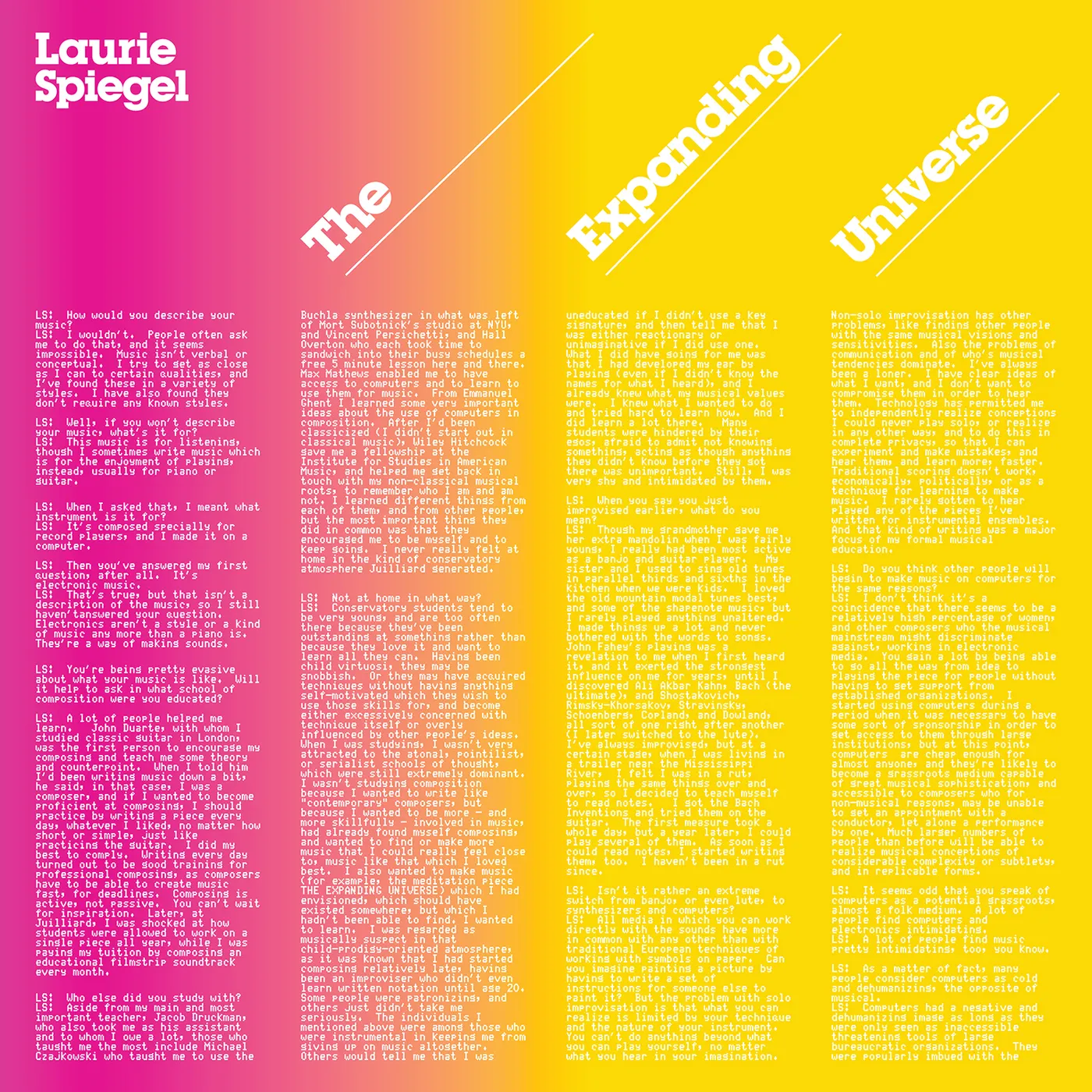 Laurie Spiegel EXPANDING UNIVERSE Vinyl Record