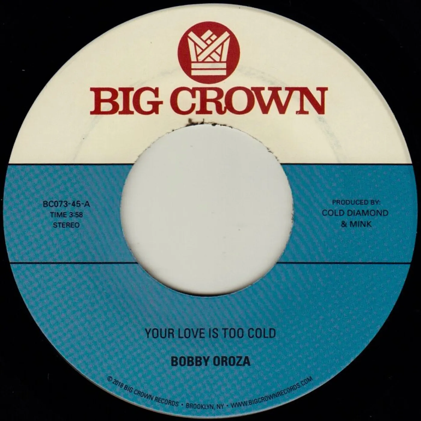 Bobby Oroza YOUR LOVE IS TOO COLD / DEJA VU Vinyl Record