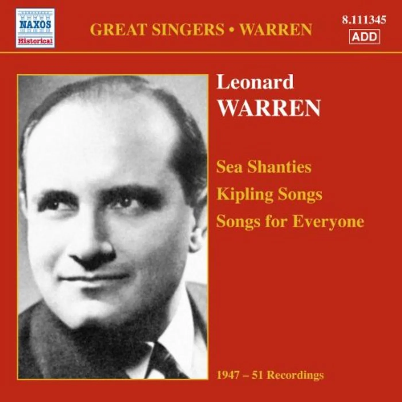 Leonard Warren SEA SHANTIES KIPLING SONGS CD