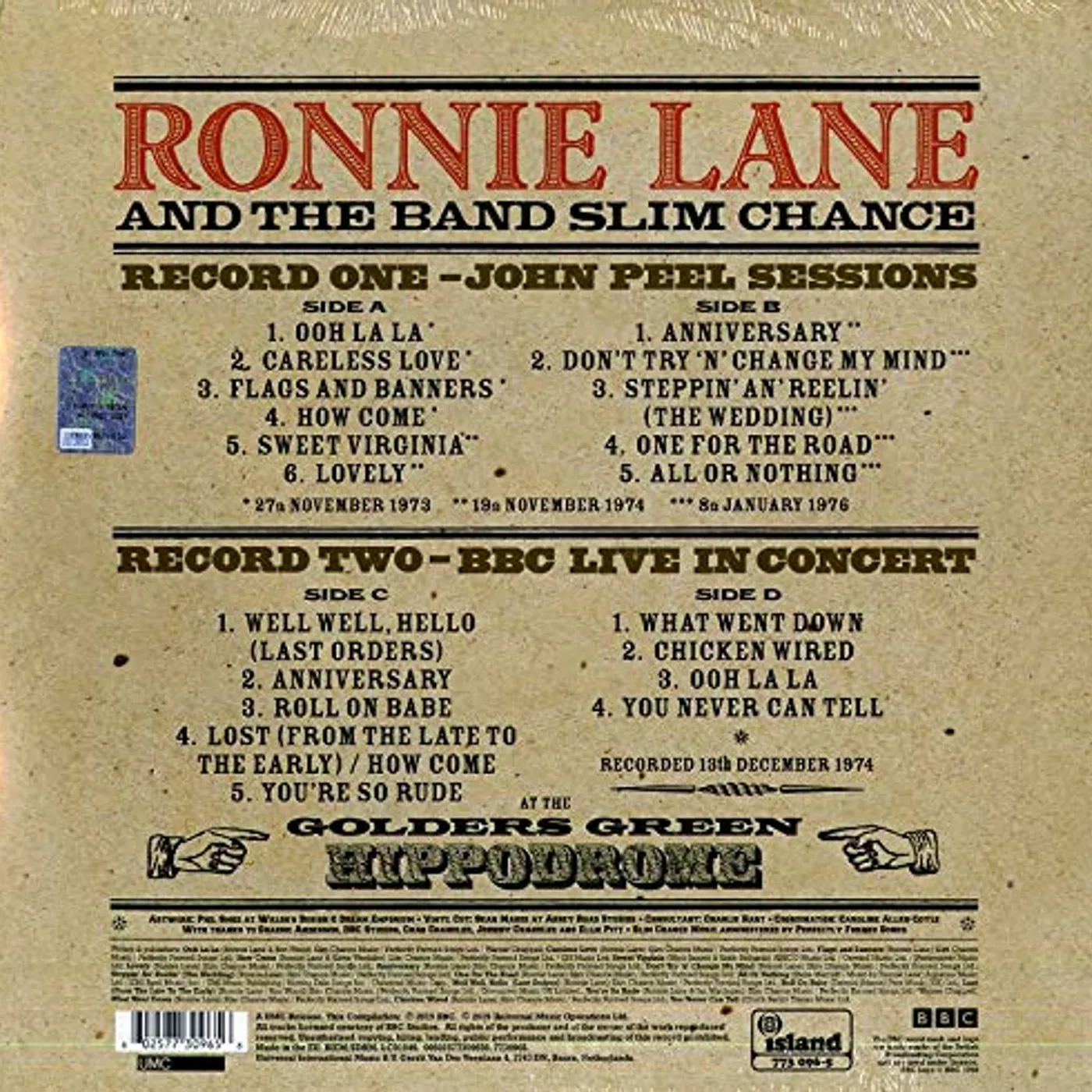 Ronnie Lane AT THE BBC Vinyl Record