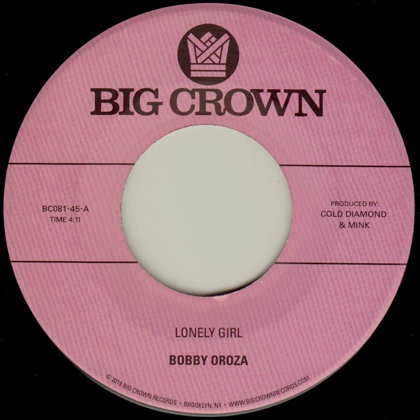 Bobby Oroza LONELY GIRL / ALONE AGAIN Vinyl Record