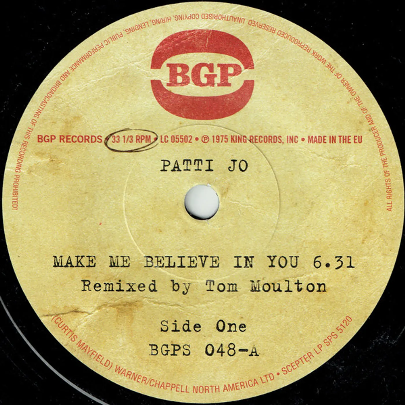 Patti Jo MAKE ME BELIEVE IN YOU / AIN'T NO LOVE LOST Vinyl Record
