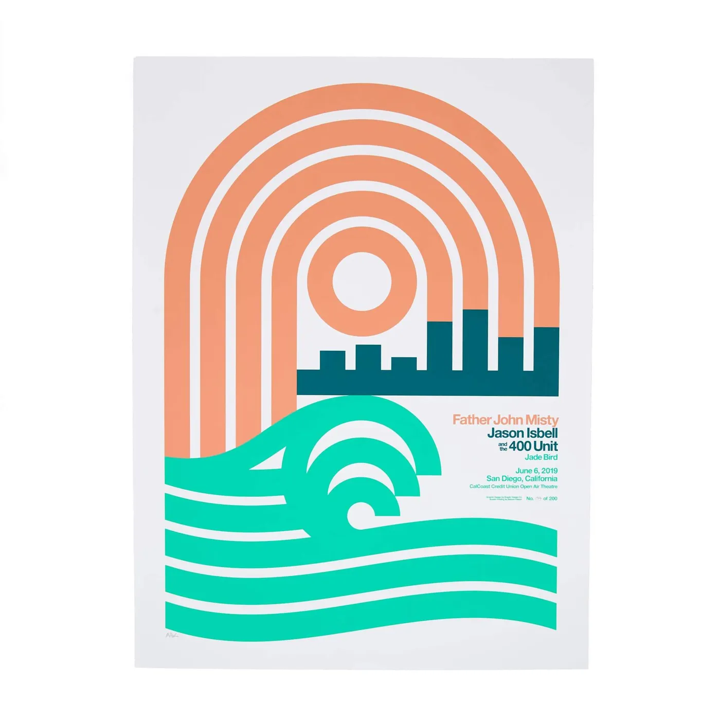 Father John Misty June 6th 2019 - CalCoast Credit Union Open Air Theatre / San Diego, CA - 18" x 24" Screen Printed Poster