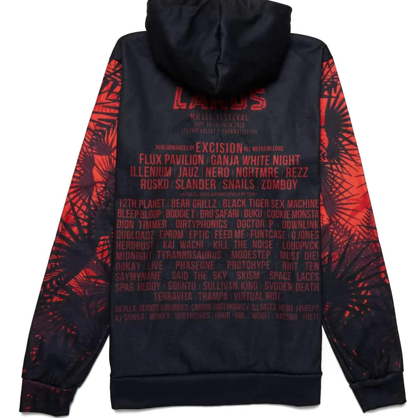 Excision Lost Lands 'Foliage' Lineup Full-Zip Hoodie - Black/Red